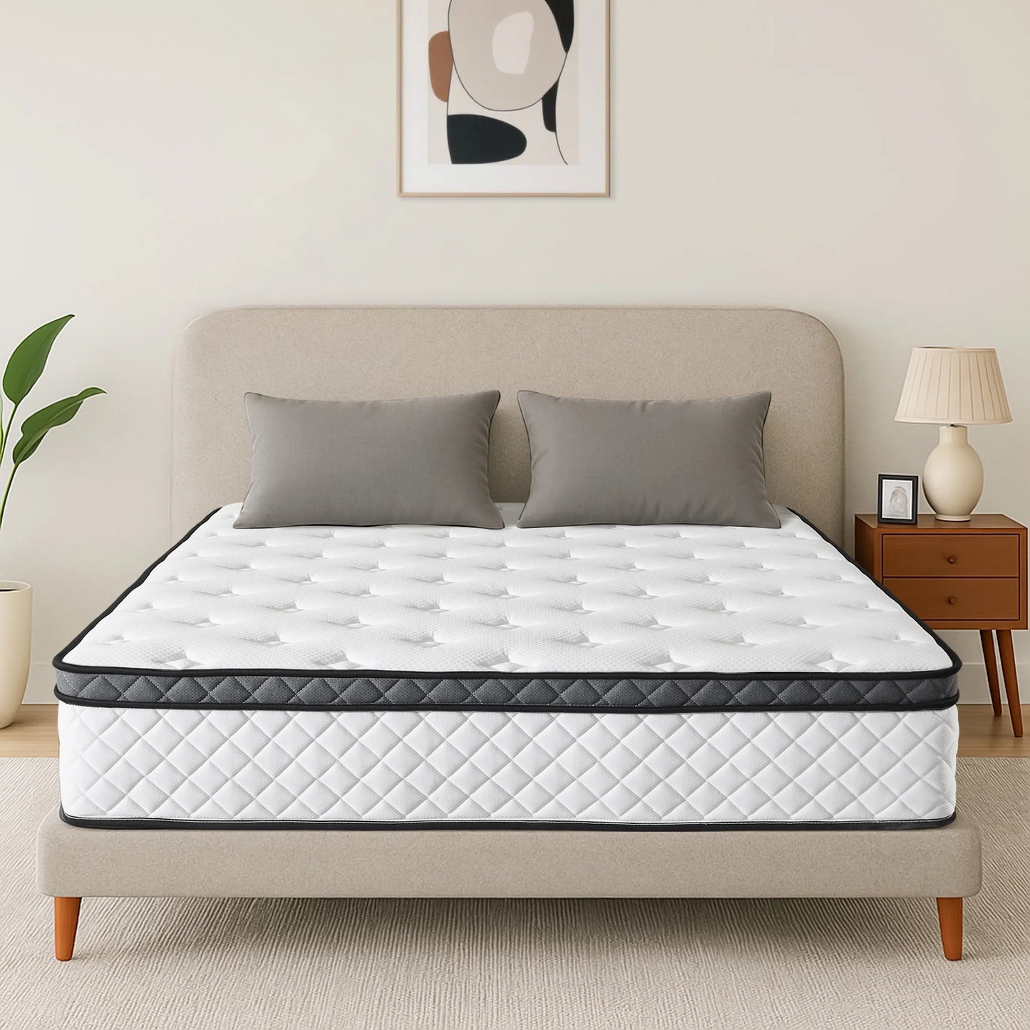 10" Twin Mattress Euro Top Medium Firm Feel Foam and Pocket Spring Hybrid Mattress, Pressure Relief, Mattress in a Box