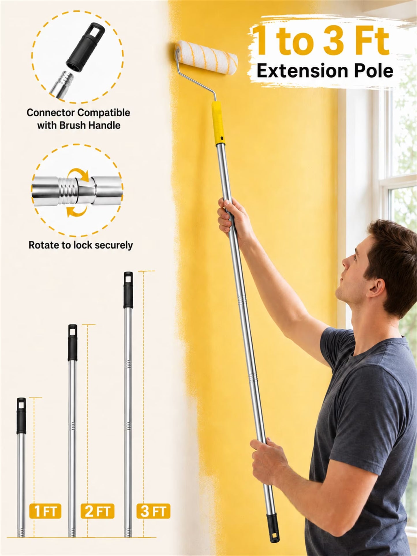 Sentryse Paint Roller Kit with Extension Pole, 4" & 9" Paint Rollers, 19 Pcs Paint Brushes for Walls