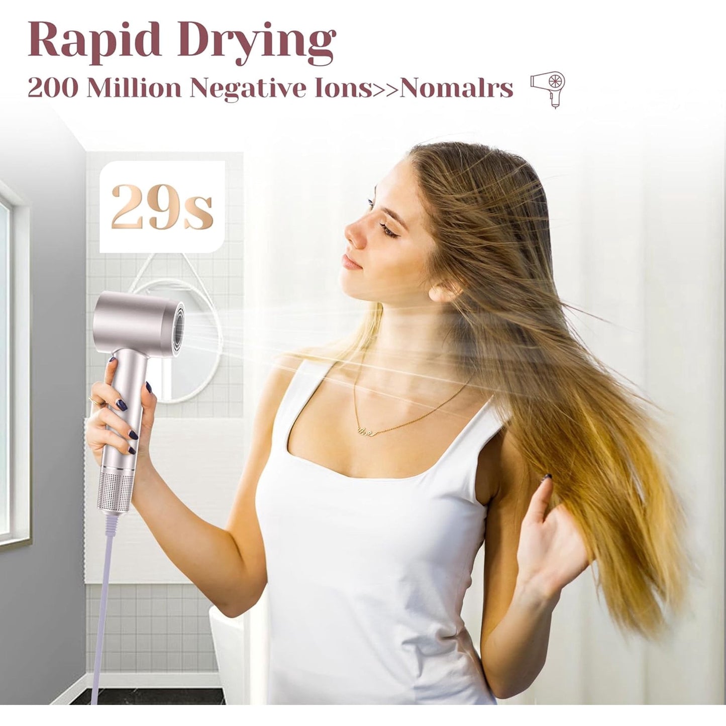 Sentryse Ionic Hair Dryer, 110,000 RPM Fast Drying Blow Dryer, 4 Heat Modes, 2 Speeds, Magnetic Concentrator, Quiet Lightweight Design