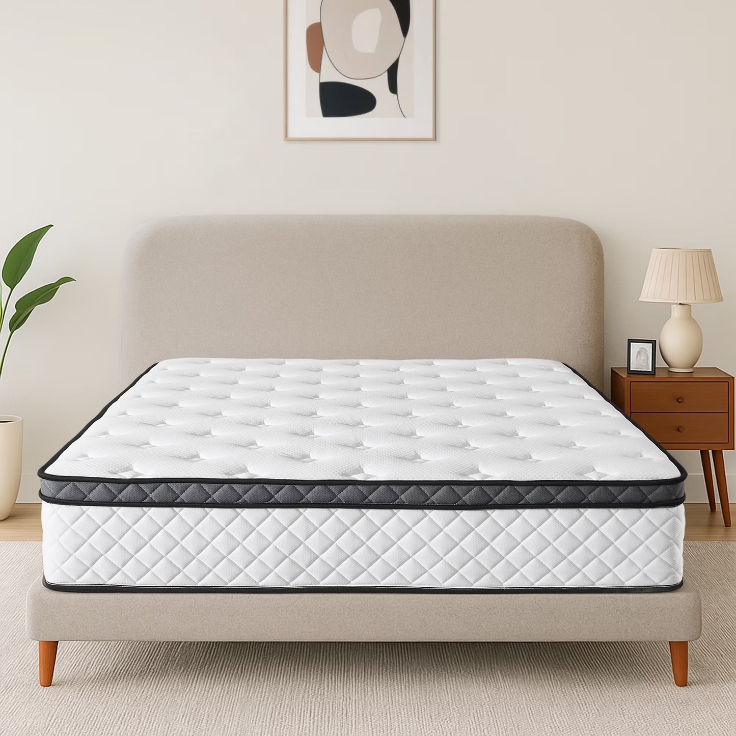 12" Queen Mattress Euro Top Medium Firm Feel Foam and Pocket Spring Hybrid Mattress in a Box