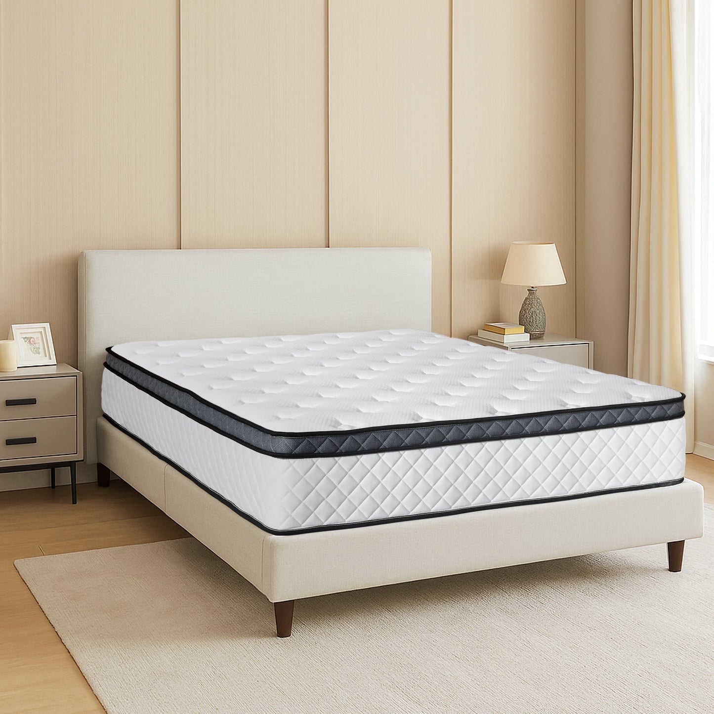 10" Full Size Mattress Euro Top Medium Firm Feel Foam and Pocket Spring Hybrid Mattress, Pressure Relief, Mattress in a Box