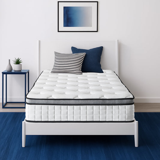 10" Twin Mattress, Euro Top Foam & Pocket Spring Hybrid Mattress in a Box, Plush Comfort, Pressure Relief and Motion Isolation