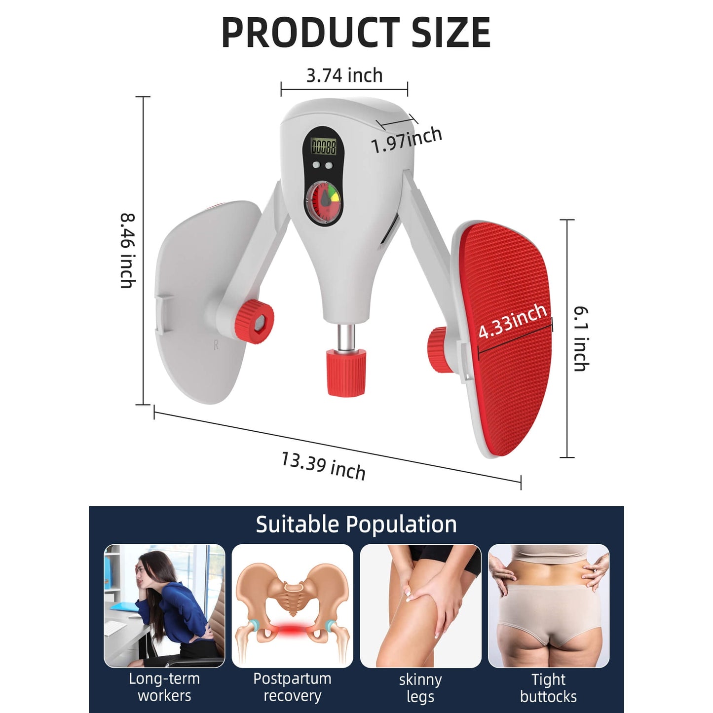 Sentryse Thigh Master 0-77 lbs Adjustable Resistance, Kegel Exerciser Pelvic Floor Muscle with Fixed Leg Straps and Replaceable Handle, Inner Thigh Exerciser for Women Men, Gray