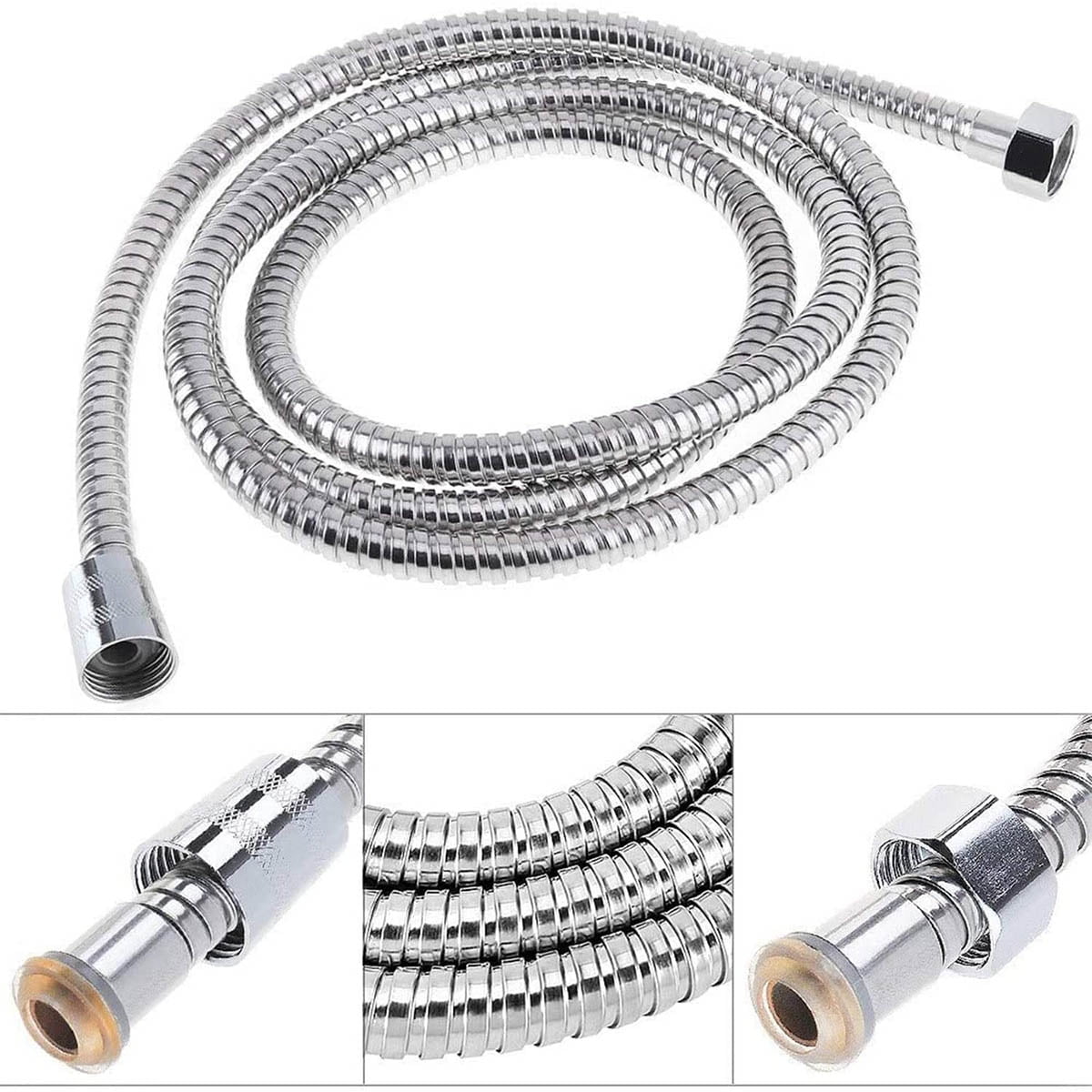Sentryse Shower Hose Extra Long 118", Chrome Handheld Shower Head Hose with Brass Insert and Nut
