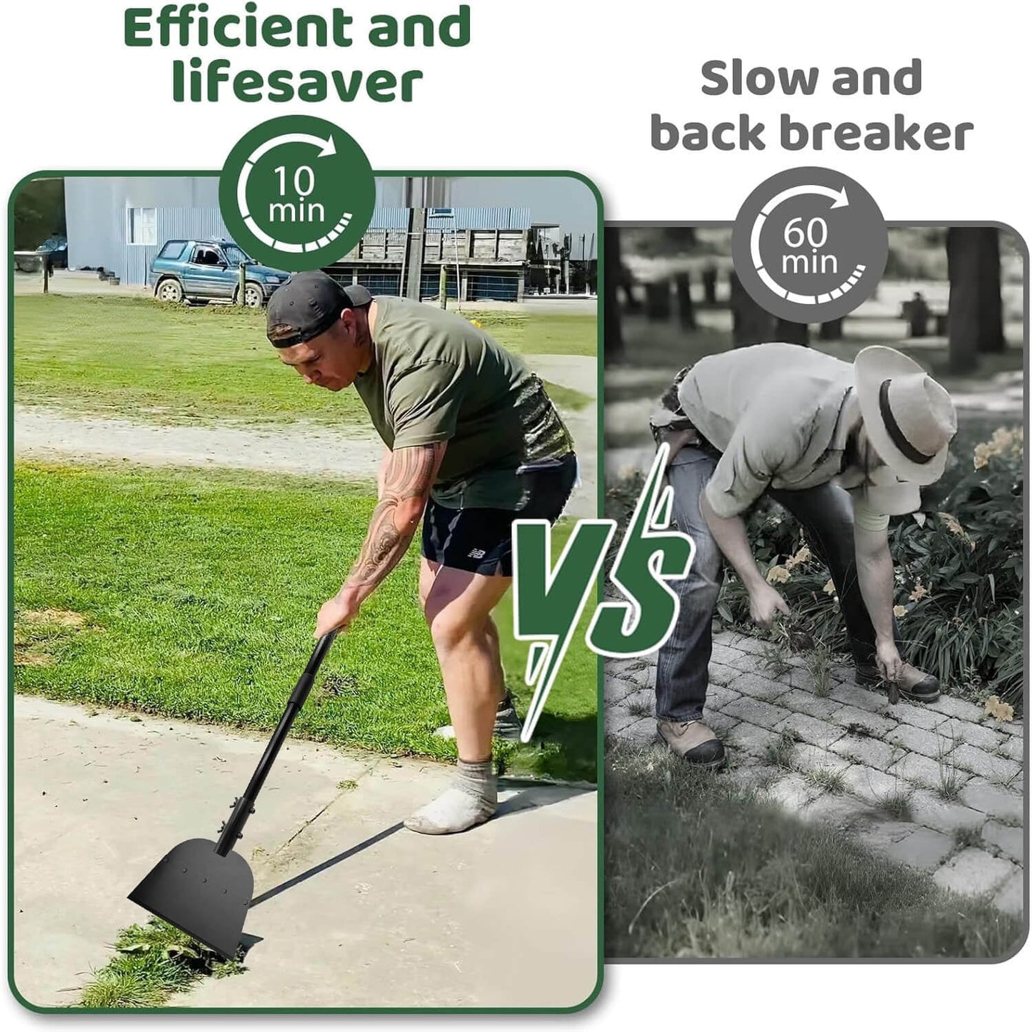 Sentryse Garden Flat Shovel, 54" Garden Cleaning Shovel, Heavy Duty Manual Weeder Metal Floor Scraper Garden Tool for Lawn Edging, Digging, Weeding, Scraping, Ice Remove