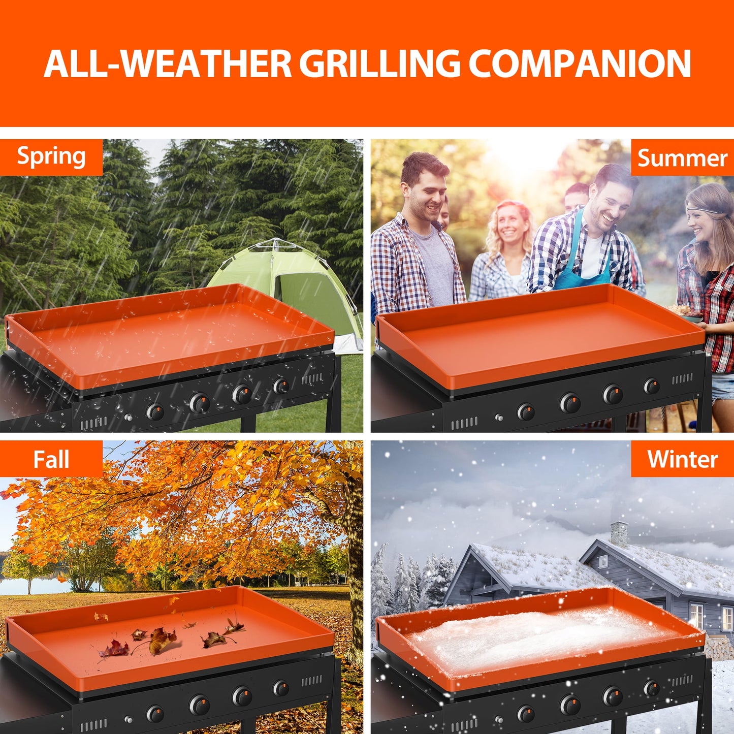 22" Silicone Griddle Mat for Blackstone, Full-Edge Protective, Food-Grade Silicone Griddle Cover, Blackstone Griddle Accessories, Orange