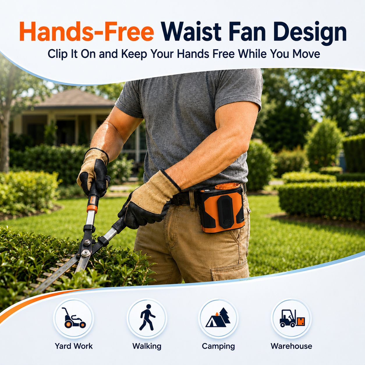 Sentryse Portable Waist Fan Clip On Wearable Belt Fan Powerful Hands-Free Cooling Fan with 100 Speeds, for Outdoor Construction Site Camping