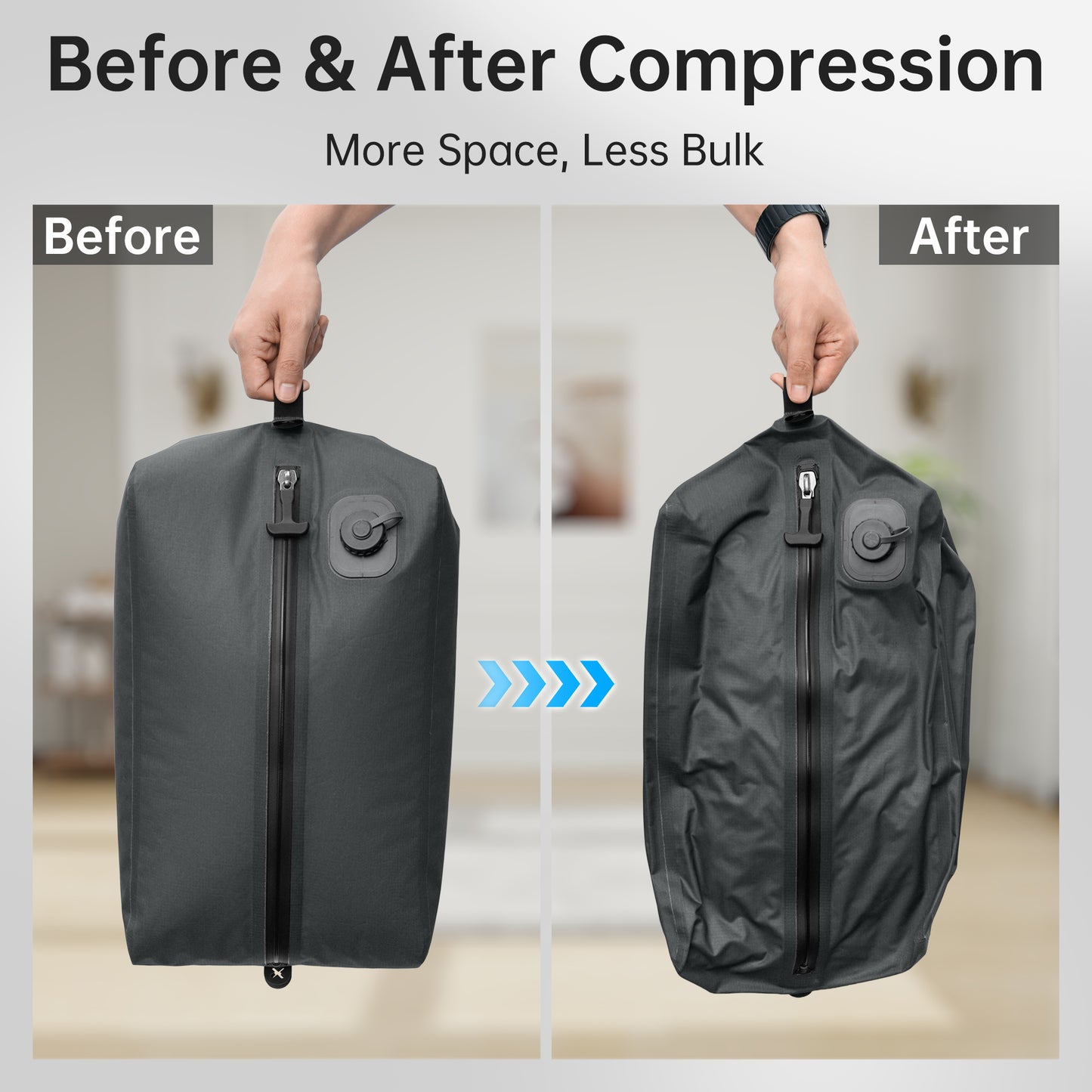 Sentryse 2-Pack Vacuum Bag for Travel, 16L TPU Vacuum Compression Bag for Carry on Suitcases & Backpack, Waterproof, Built-In Electric Pump, Space-Saving Travel Organizer, Black