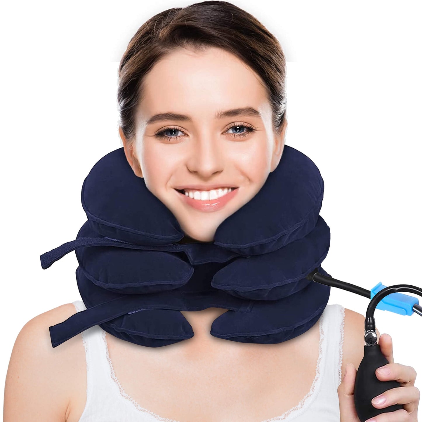 Sentryse Neck Stretcher for Pain Relief, Cervical Neck Traction Device, Adjustable Inflatable Neck Brace, Neck Traction Pillow for Home Use Neck Decompression, Blue