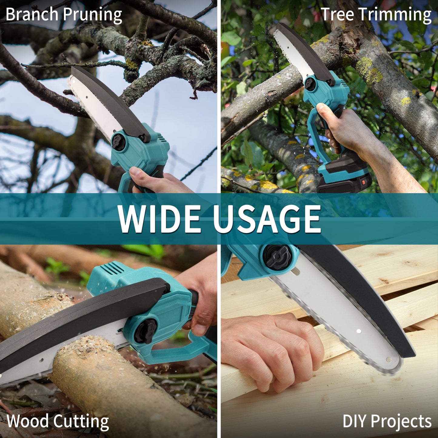 Sentryse Mini Chainsaw 6 Inch, 21 V Battery-Powered Electric Chain Saw, Cordless Chainsaw with 2 Batteries & 2 Chains & Charger