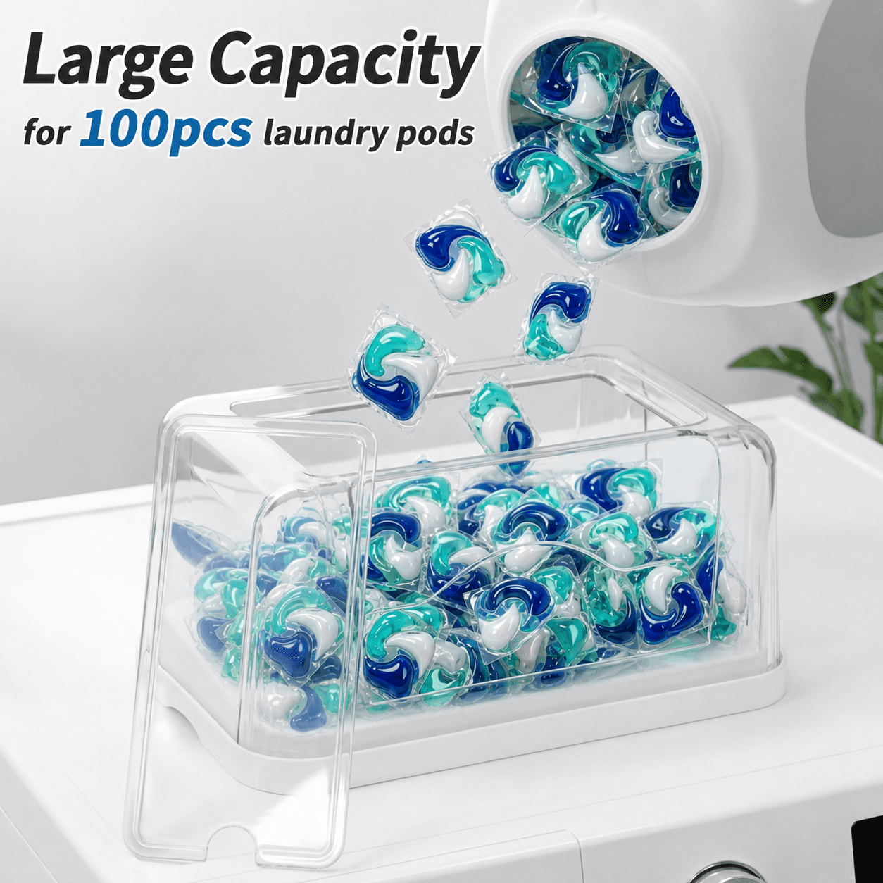 Sentryse Acrylic Trash Bag Dispenser and Pod Organizer, 3-in-1 Under Sink Storage for Trash Bags, Laundry Pods and Dishwasher Pods, Clear Kitchen Cabinet Organizer Bins