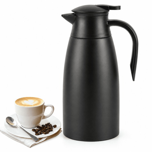 68oz Thermal Coffee Carafe, Stainless Steel Vacuum Insulated Coffee Thermos for Hot and Cold Beverage (Black)