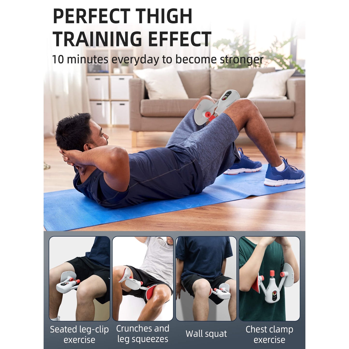 Sentryse Thigh Master 0-77 lbs Adjustable Resistance, Kegel Exerciser Pelvic Floor Muscle with Fixed Leg Straps and Replaceable Handle, Inner Thigh Exerciser for Women Men, Gray