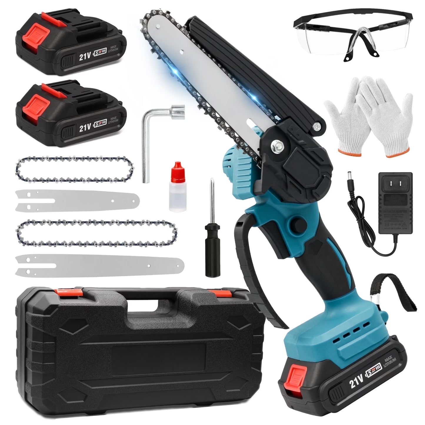 Sentryse Mini Chainsaw 8 inch & 6 inch Cordless Chainsaw with Battery and Charger, Lightweight Electric Chain Saw for Trees Branches Trimming Wood Cutting