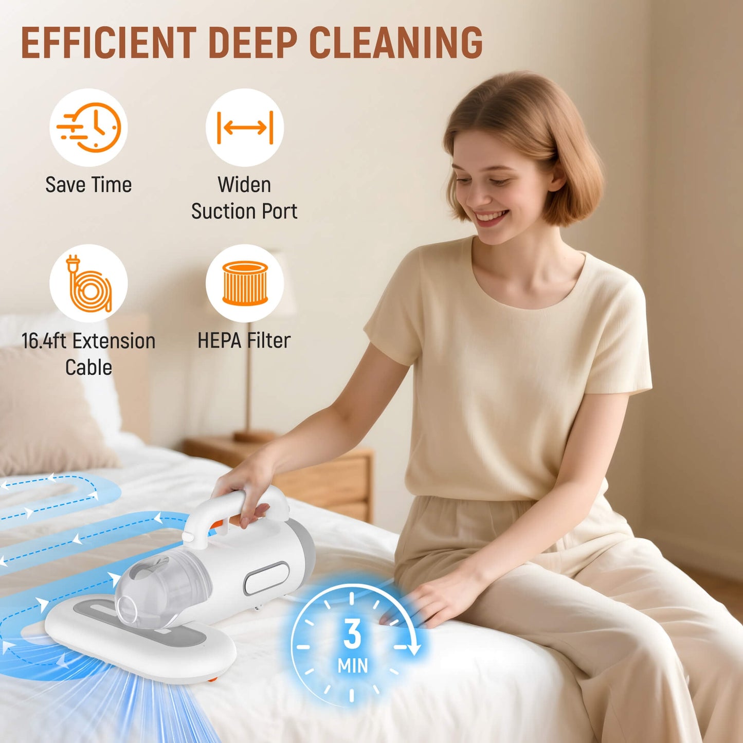 Sentryse 11Kpa Handheld Mattress Vacuum Cleaner, UV Light for Deep Cleaning Bed, Sofa, Couch, Pillow