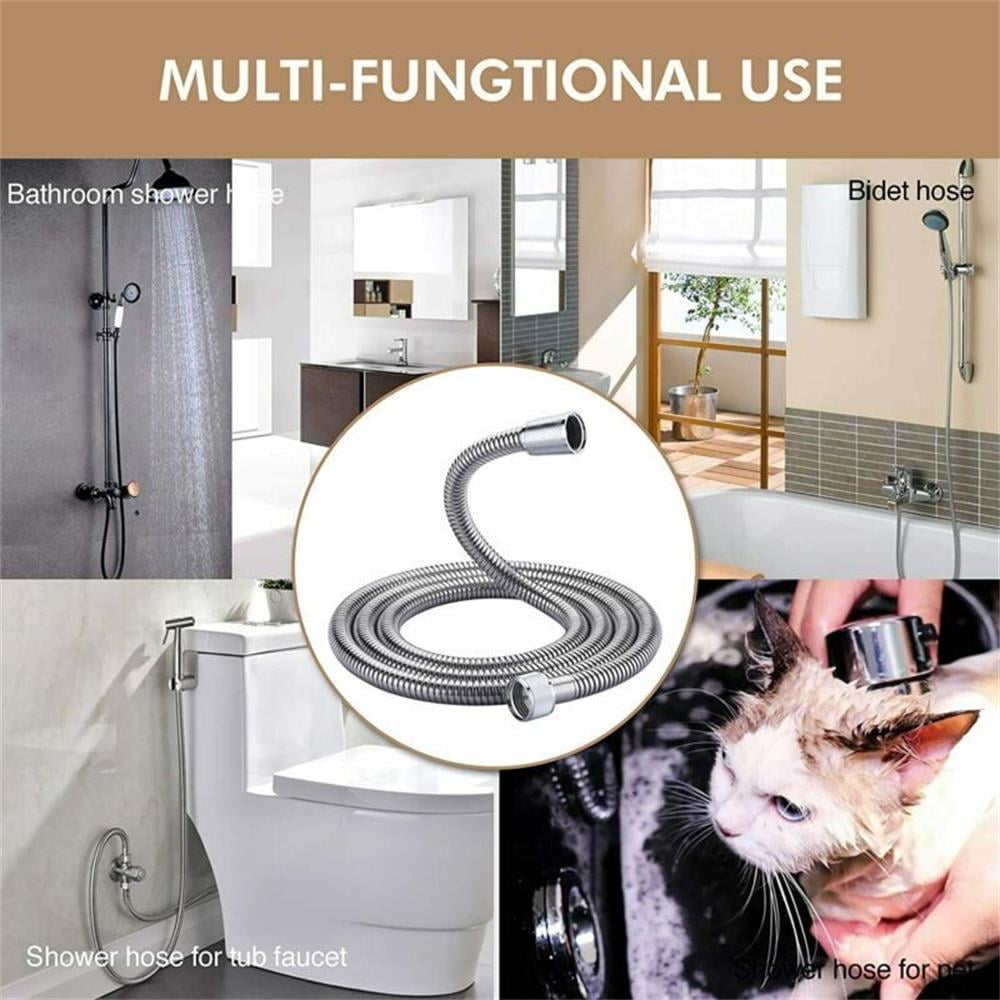 Sentryse Shower Hose Extra Long 118", Chrome Handheld Shower Head Hose with Brass Insert and Nut