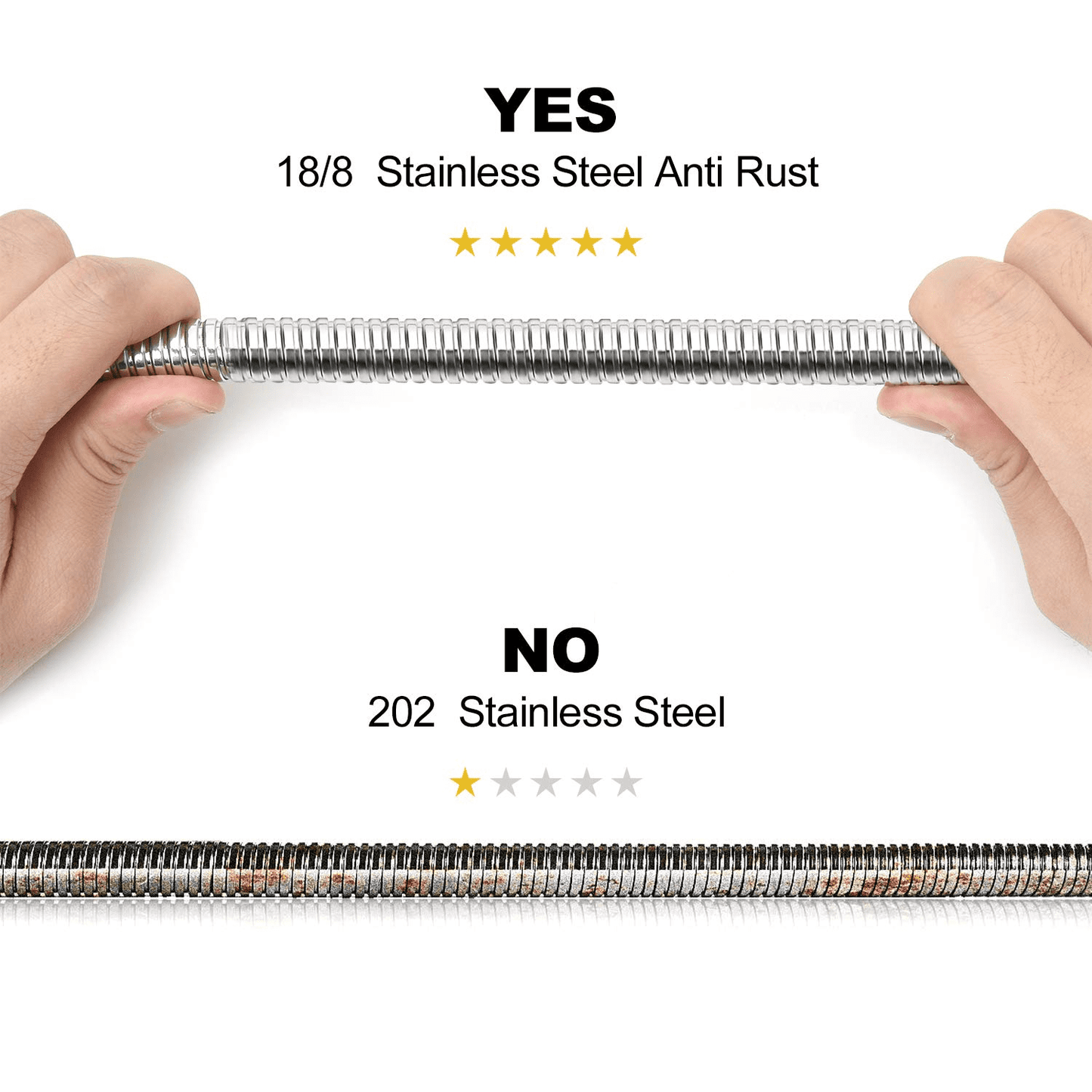 Sentryse Shower Hose Extra Long 118", Chrome Handheld Shower Head Hose with Brass Insert and Nut