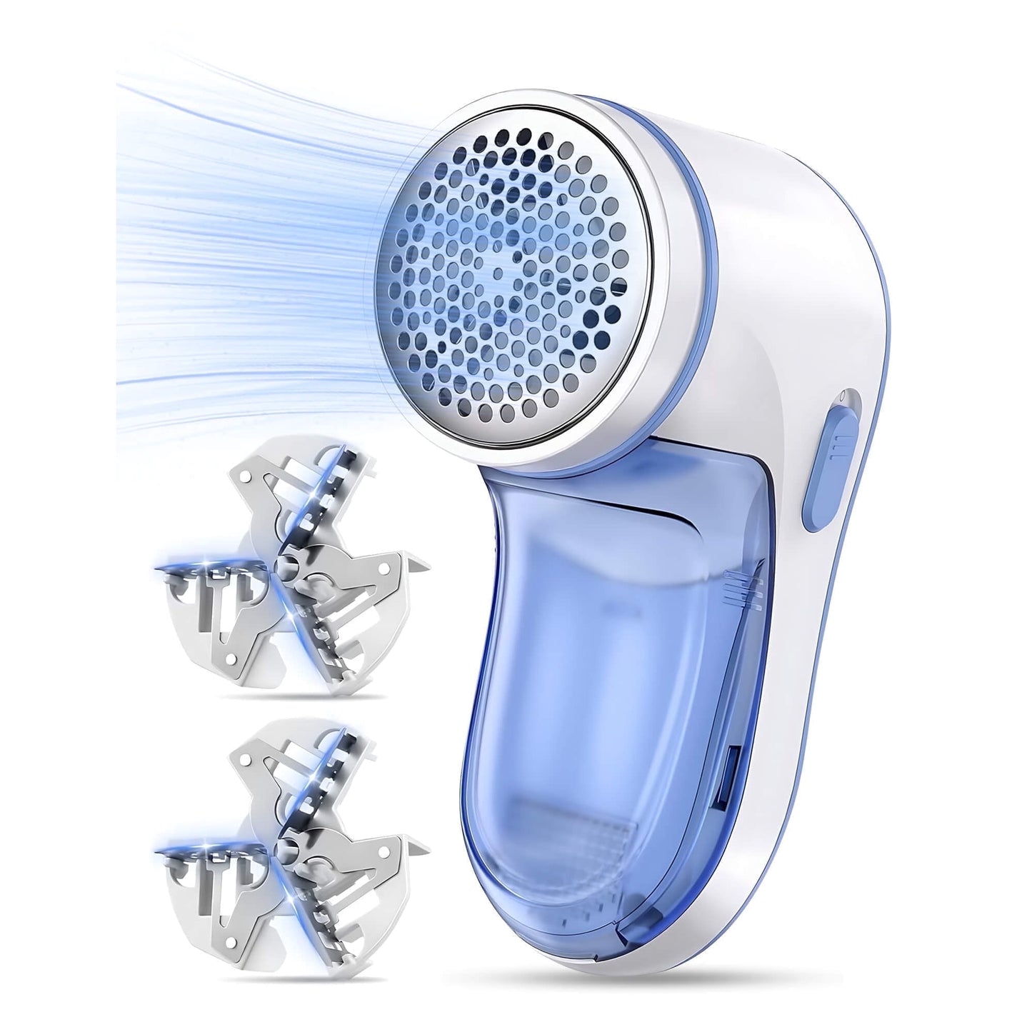 Sentryse Fabric Shaver, Lint Remover Rechargeable, Electric Portable Sweater Defuzzer with 2 Spare Blades, Blue