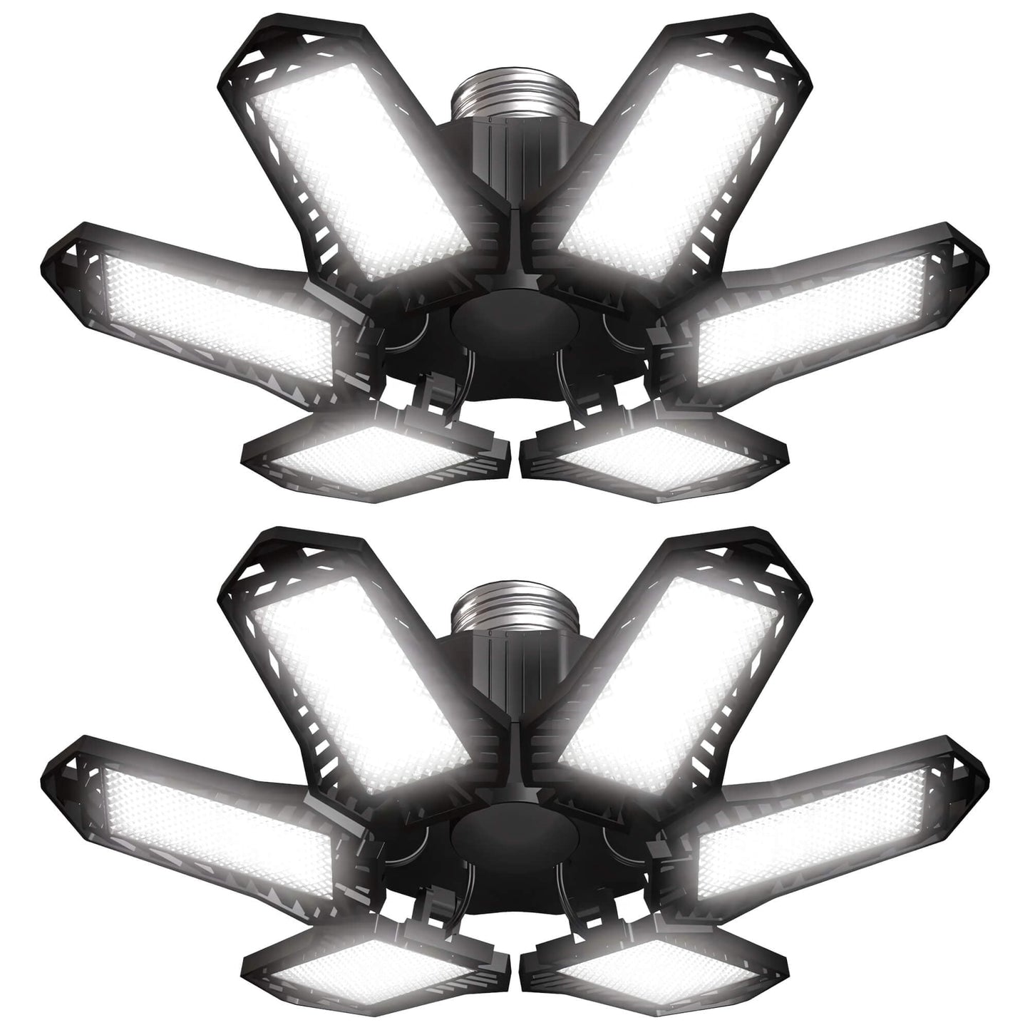 Sentryse LED Garage Lights Bulb 2 Pack, 6500K Led Shop Light with 6 Deformable Panels, Basement Barn Ceiling Lights, E26/E27 for Warehouse