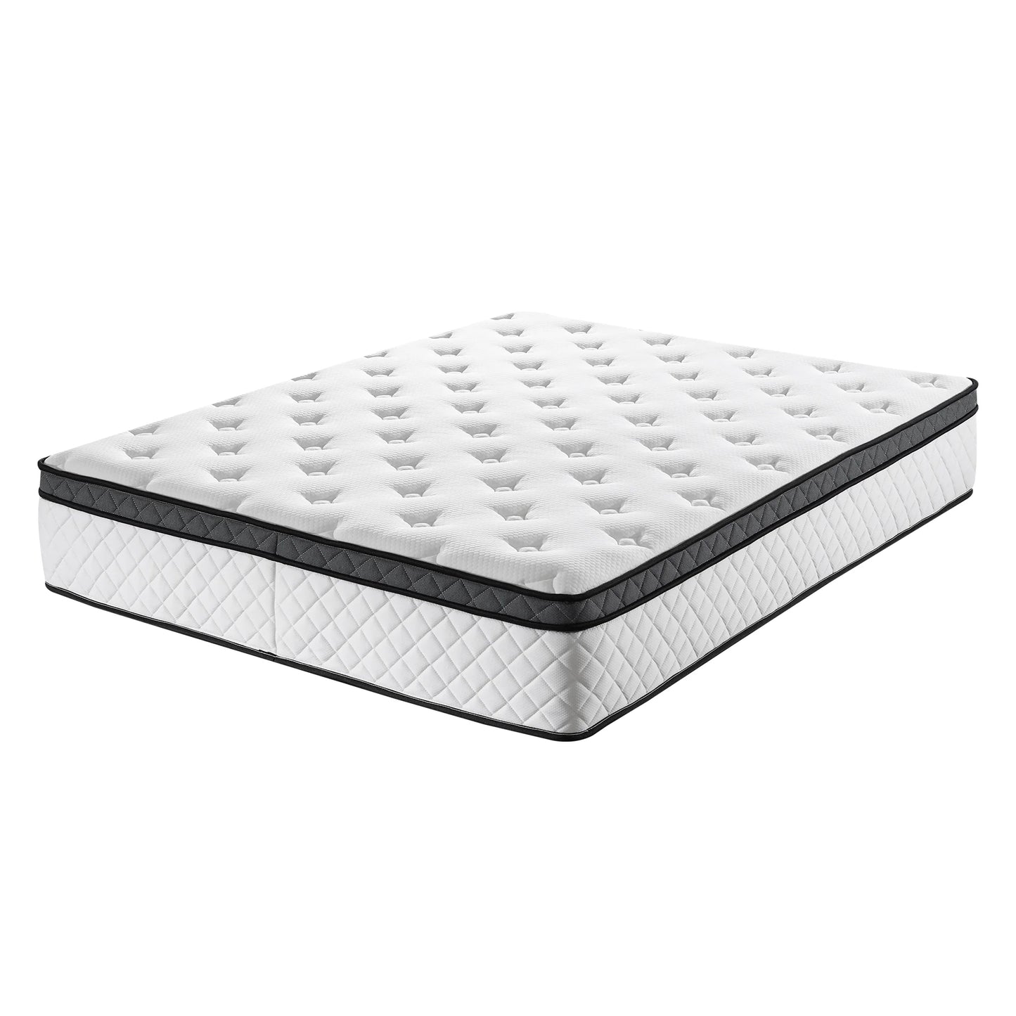 12" Full Size Mattress Euro Top Medium Firm Feel Foam and Pocket Spring Hybrid Mattress in a Box