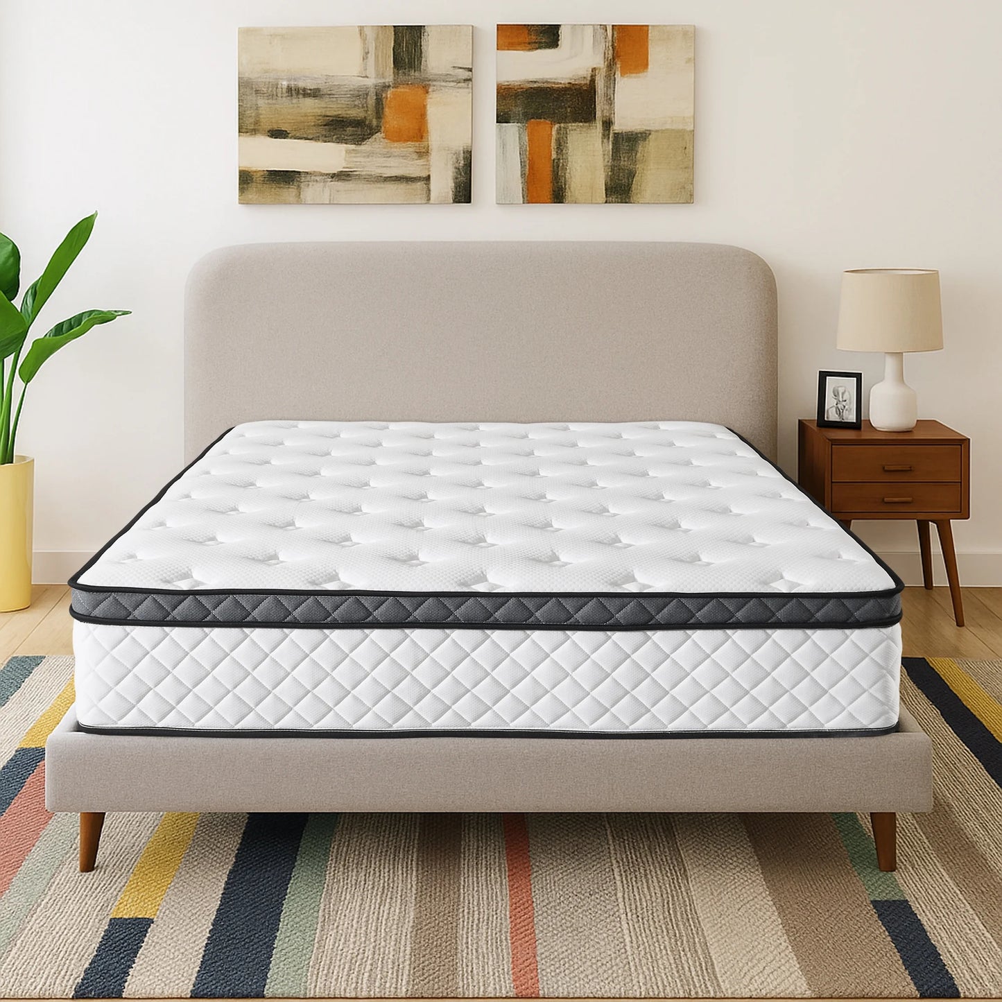 12" Full Size Mattress Euro Top Medium Firm Feel Foam and Pocket Spring Hybrid Mattress in a Box