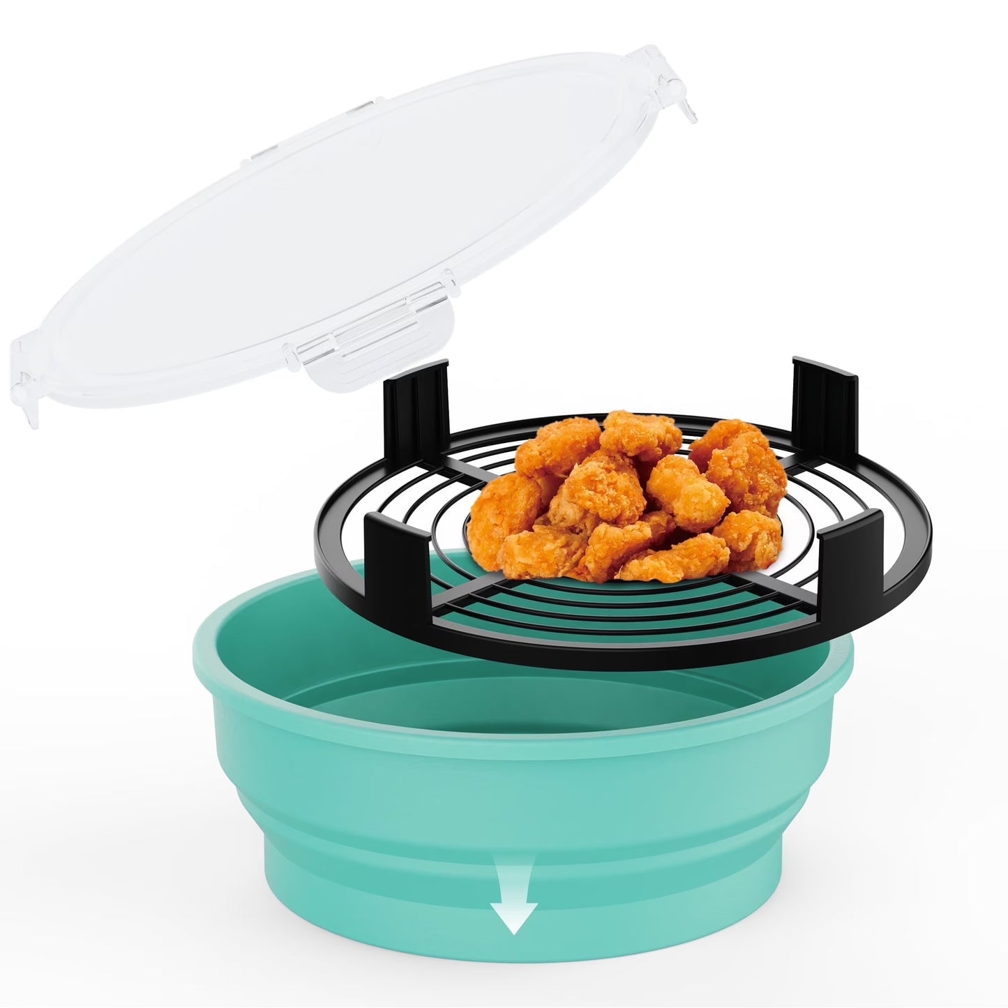 Sentryse Collapsible Batter Bowl, Mess Free Breading Shaker, Silicone Mixing Bowls with Lids, Green