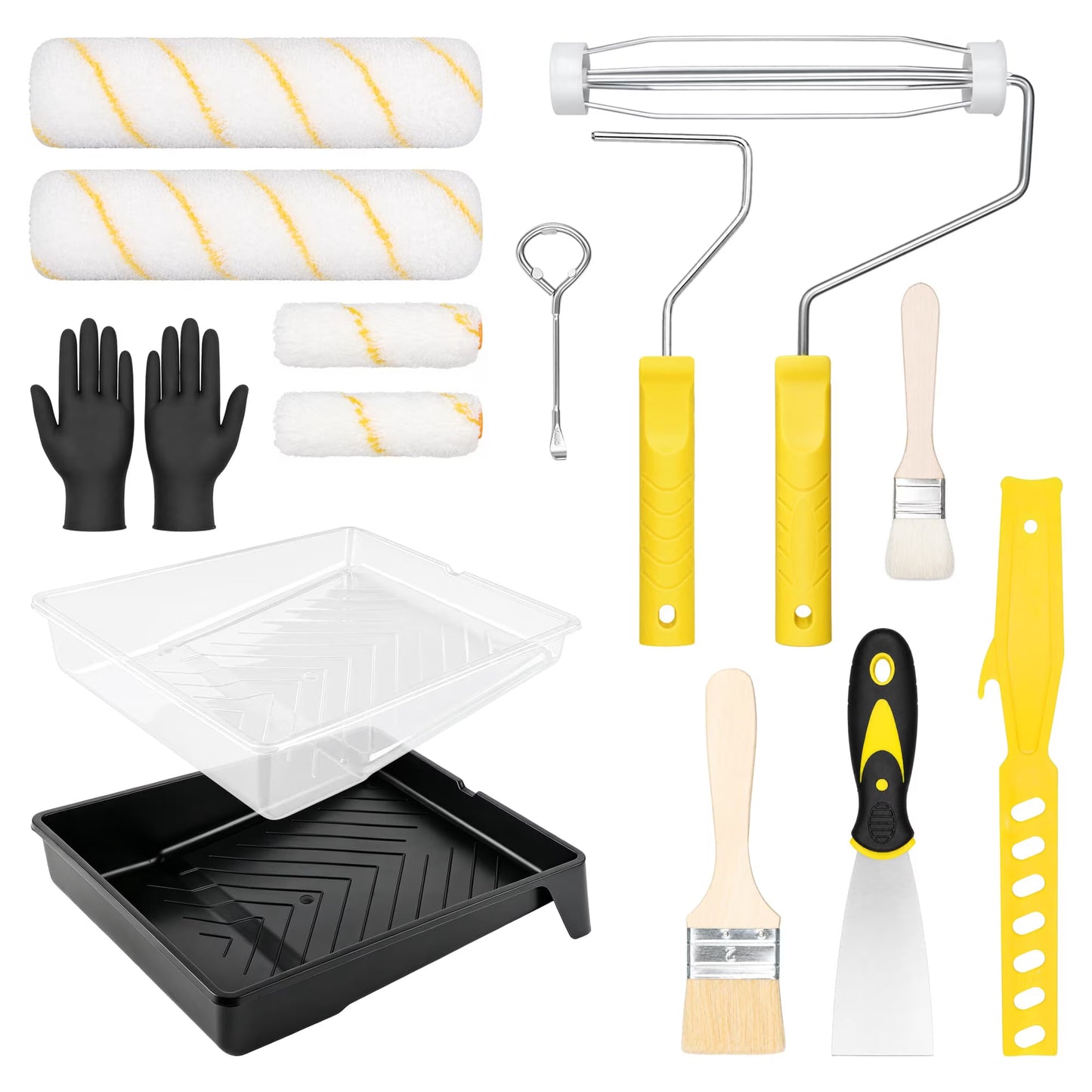 Sentryse Paint Roller Kit, 4" & 9" Paint Rollers, 14 Pcs Paint Brushes for Walls