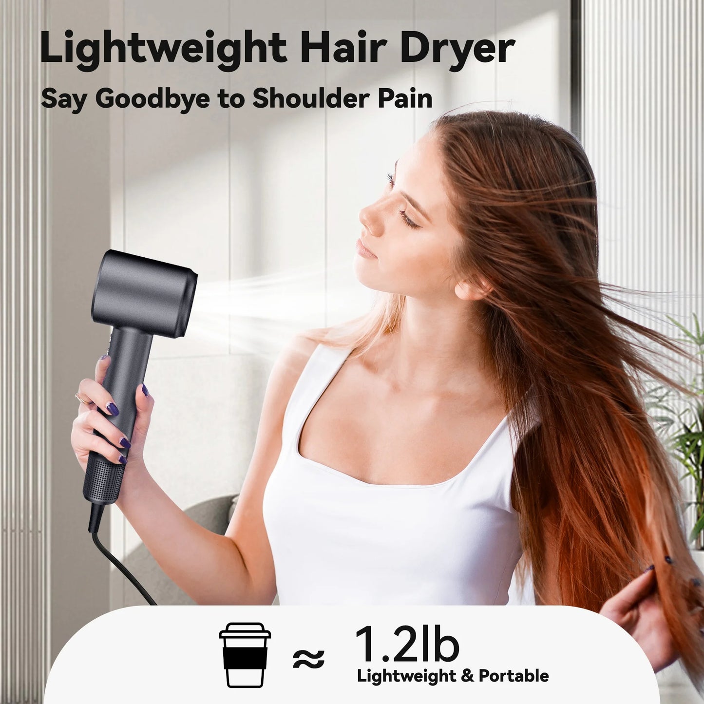 Sentryse High Speed Ionic Hair Dryer, 110,000 RPM Fast Drying Blow Dryer with Magnetic Nozzle, Low Noise, Intelligent Heat Control