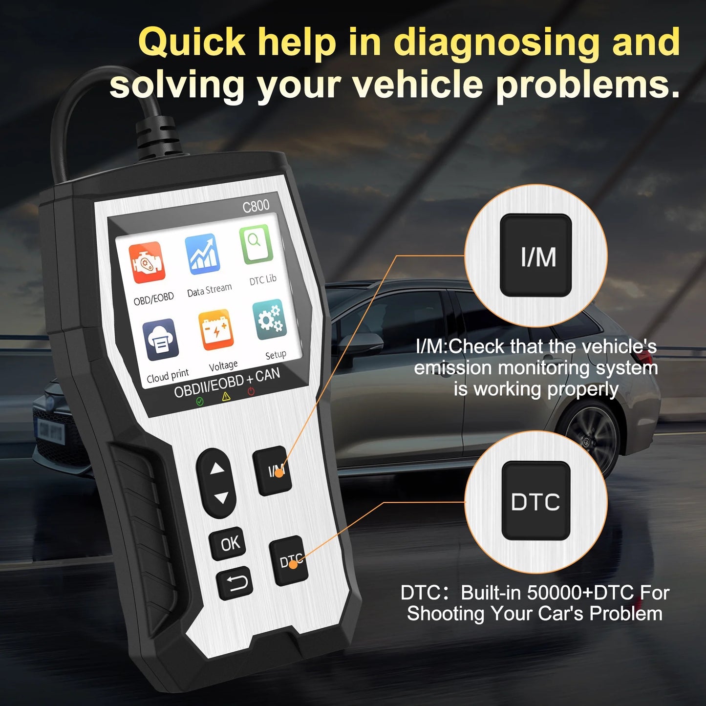 Tidymend OBD2 Scanner Diagnostic Tool, Code Reader for Cars and Trucks with Cloud Printed, Check Engine Car Code Reader for All Post-1996