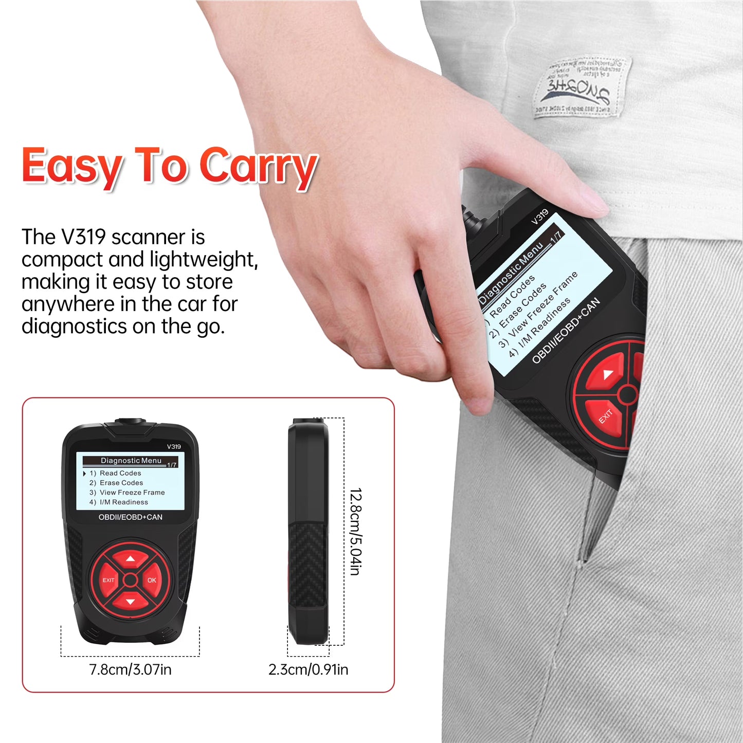 Sentryse OBD2 Scanner Diagnostic Tool, Car Code Reader for Cars and Trucks for Quick Retrieval of Error Codes, Check Engine Code Reader for All OBD II Vehicles since 1996