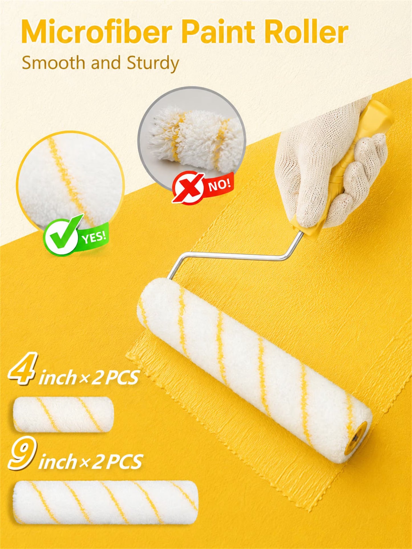 Sentryse Paint Roller Kit, 4" & 9" Paint Rollers, 14 Pcs Paint Brushes for Walls