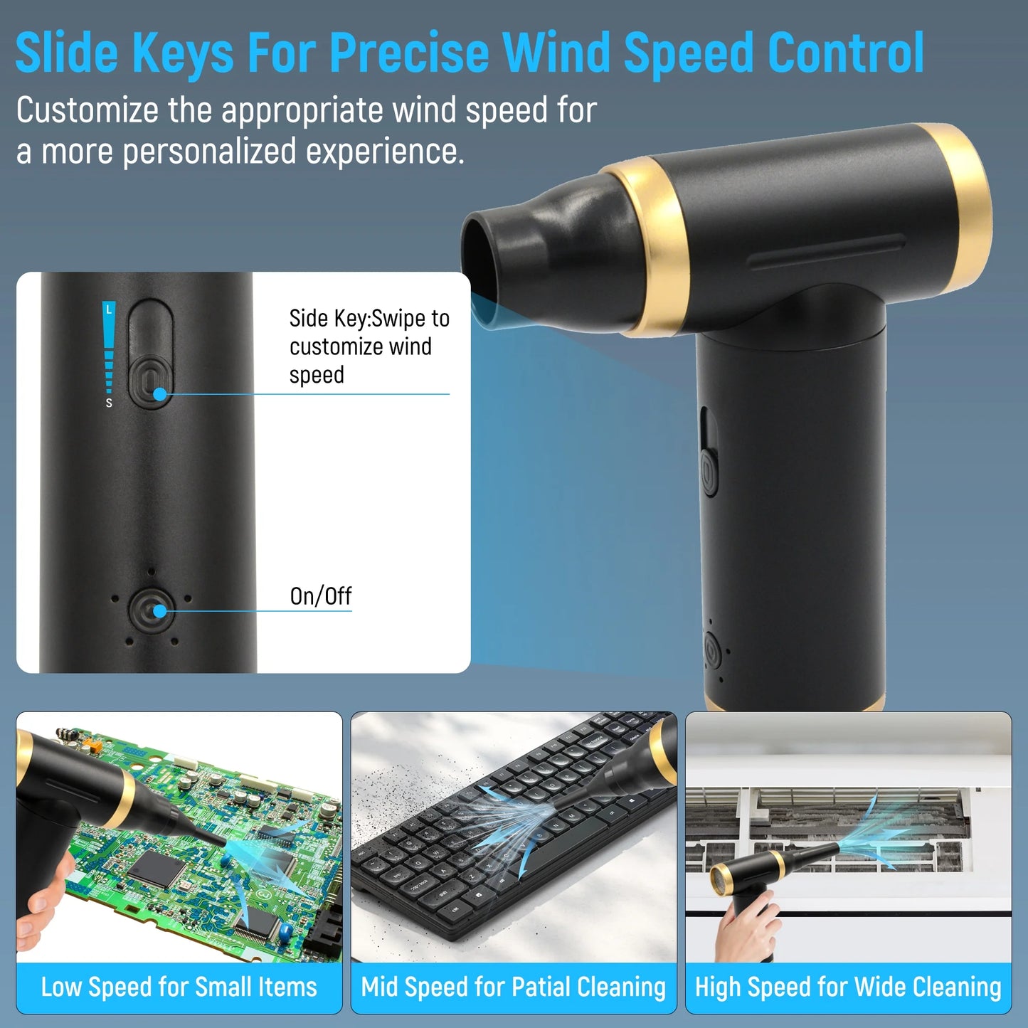Sentryse Cordless Compressed Air Duster, 200000RPM Rechargeable Air Cleaner, Electric Air Blower to Replace Compressed Air Cans for Computer, Keyboard, Electronics