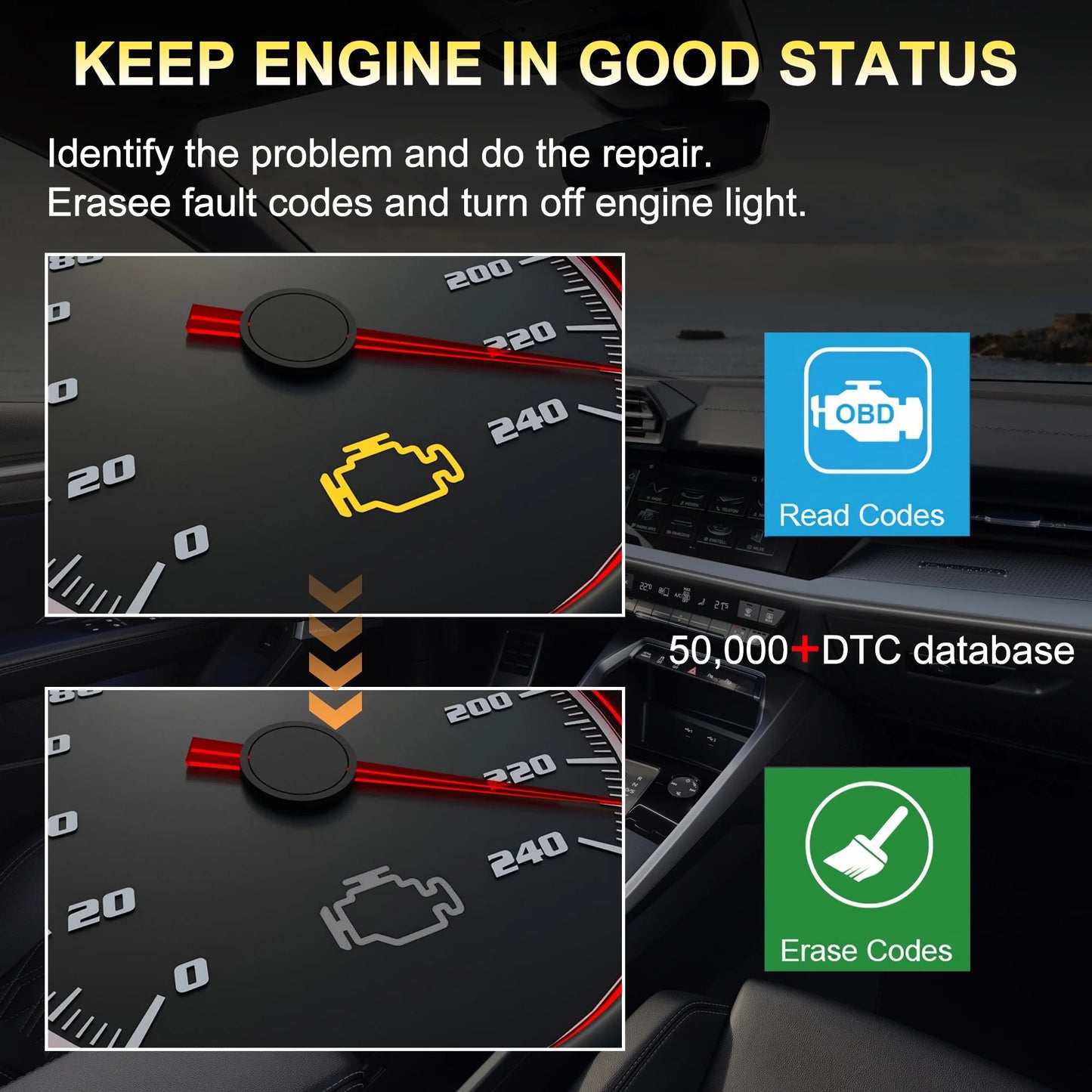 Tidymend OBD2 Scanner Diagnostic Tool, Code Reader for Cars and Trucks with Cloud Printed, Check Engine Car Code Reader for All Post-1996