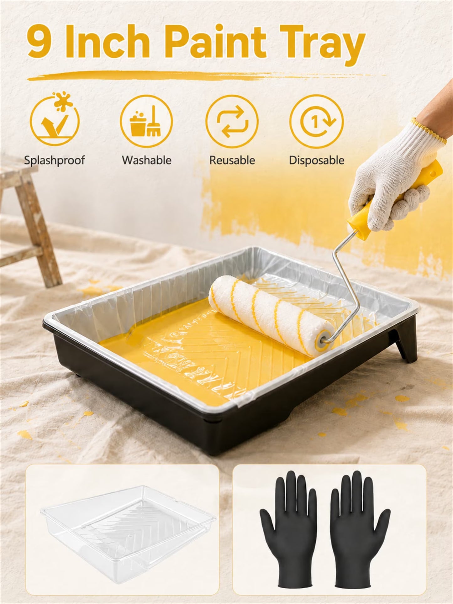Sentryse Paint Roller Kit, 4" & 9" Paint Rollers, 14 Pcs Paint Brushes for Walls
