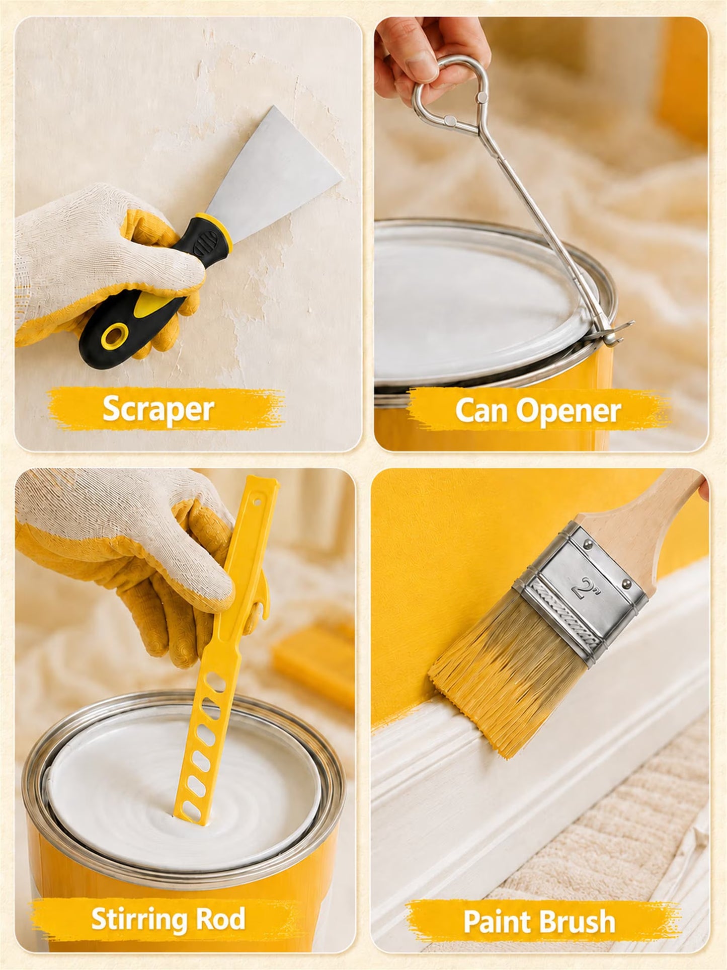 Sentryse Paint Roller Kit, 4" & 9" Paint Rollers, 14 Pcs Paint Brushes for Walls