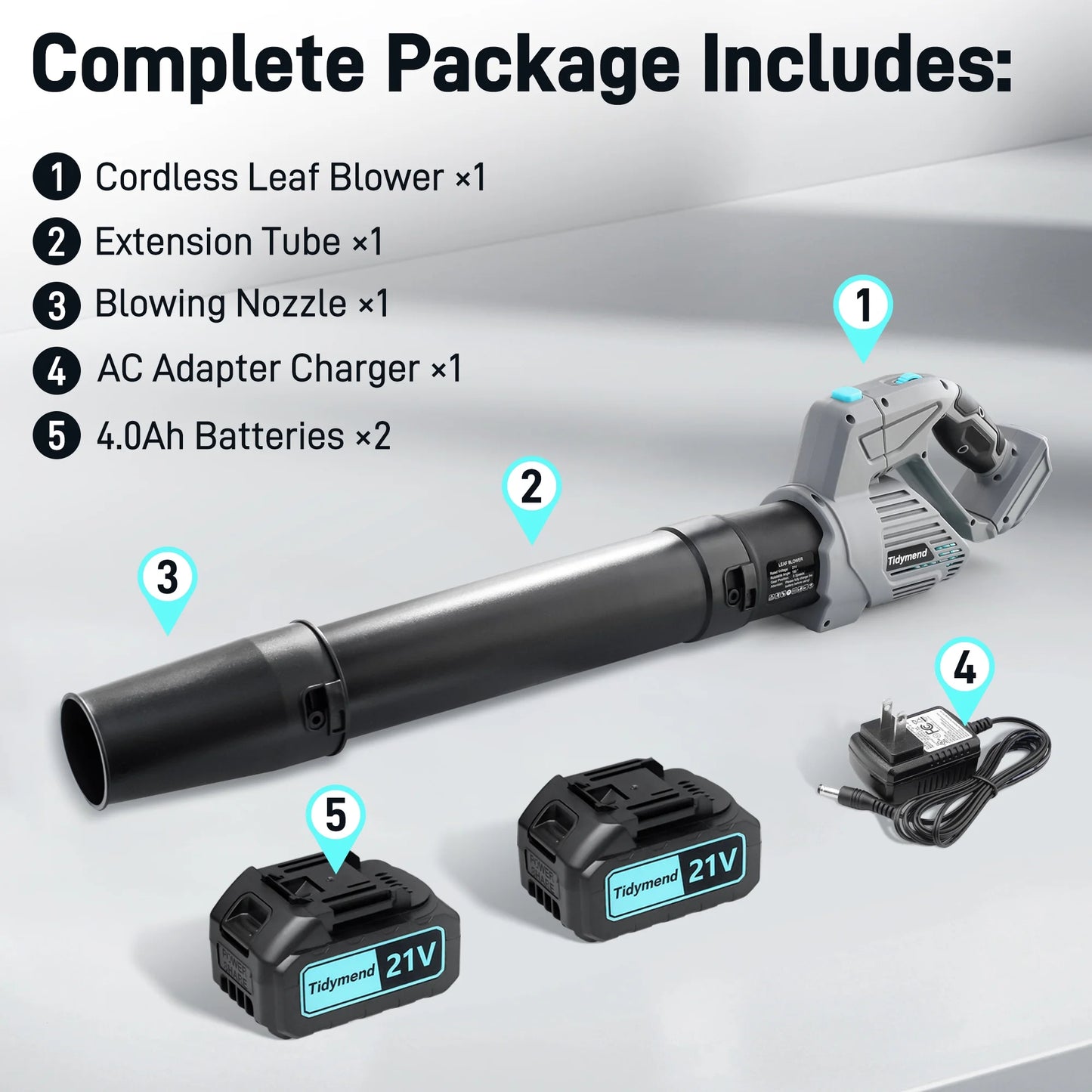 Sentryse Cordless Leaf Blower with Battery and Charger, 330 CFM, 2 x 4.0Ah Batteries, 5 Speeds, Powerful Leaf Blower for Lawn Care, Yard, Patio