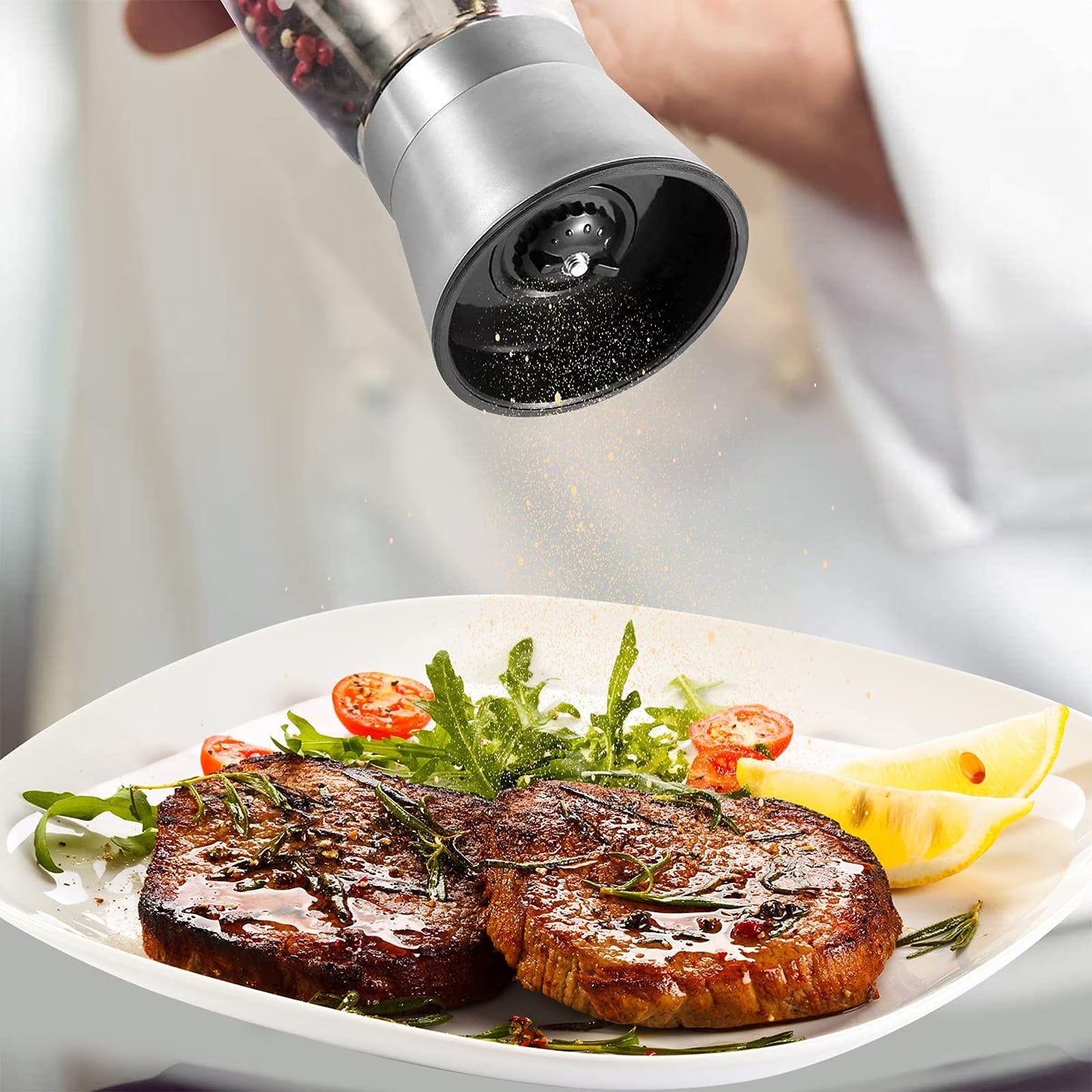 Sentryse Salt or Pepper Grinder, Manual Spice Mill, Refillable Pepper Mill, Stainless Steel, Adjustable Coarseness, 180ml/6oz, Perfect for Peppercorn, Salt or Spice