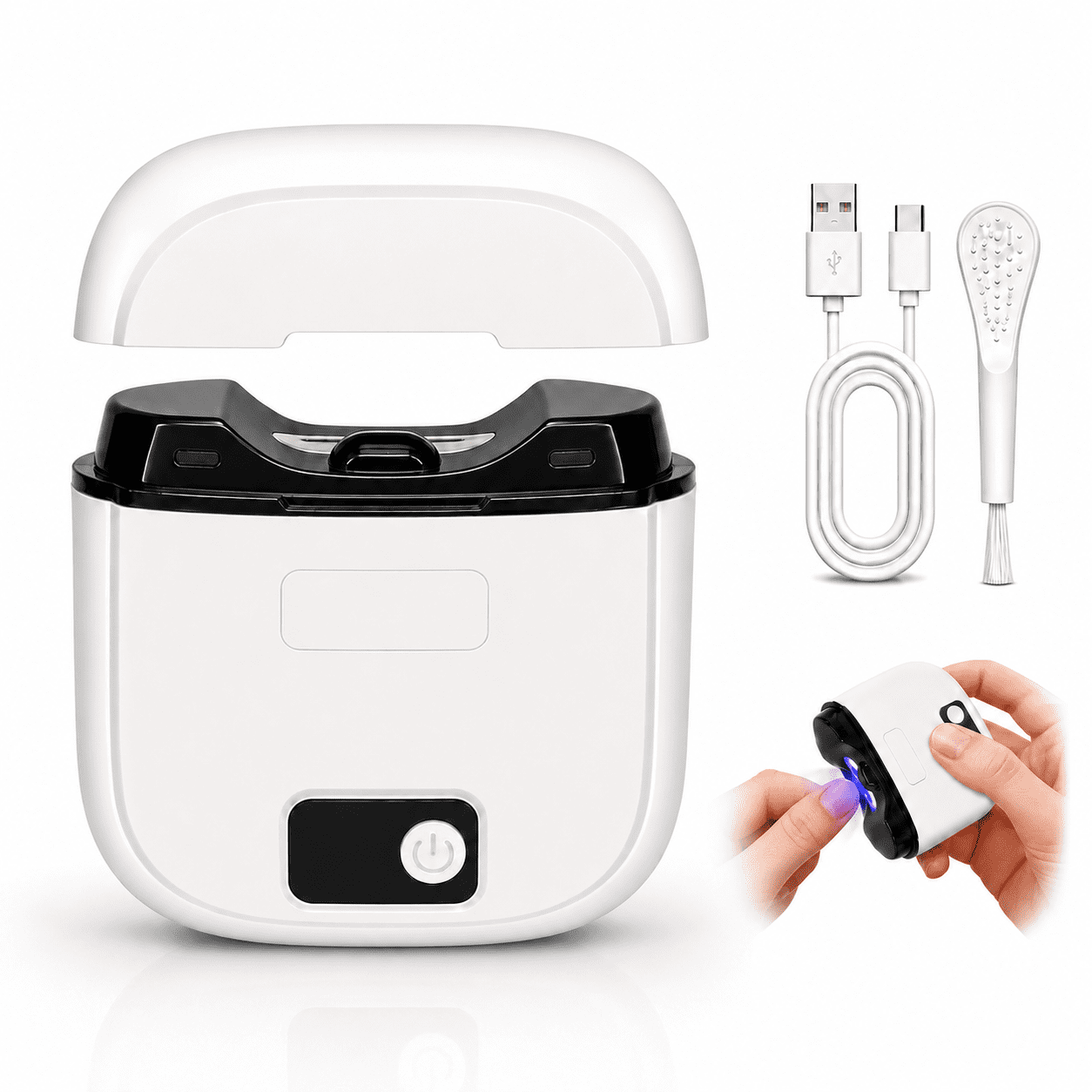 Electric Nail Clipper with Clippings Catcher - 3-Speed Automatic Nail Trimmer with LED Light, Safe for Adults, Seniors, Kids ＆ Babies (White)