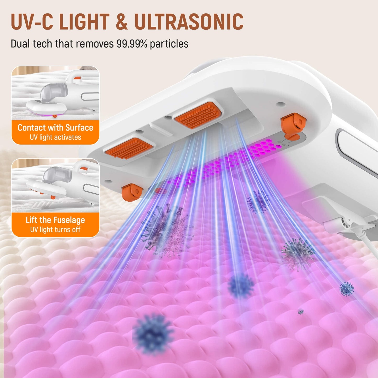 Sentryse 11Kpa Handheld Mattress Vacuum Cleaner, UV Light for Deep Cleaning Bed, Sofa, Couch, Pillow