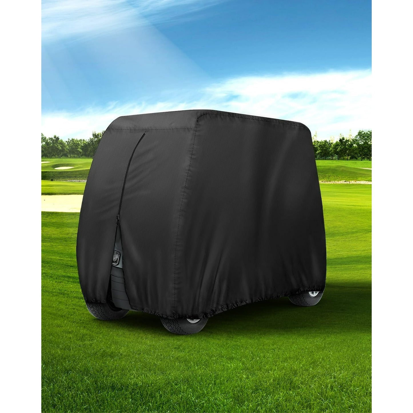 Sentryse 4 Passenger Golf Cart Cover, Waterproof Outdoor 4 Seat Club Car Cover, Fit for Golf Cart up to 112 inch, Black
