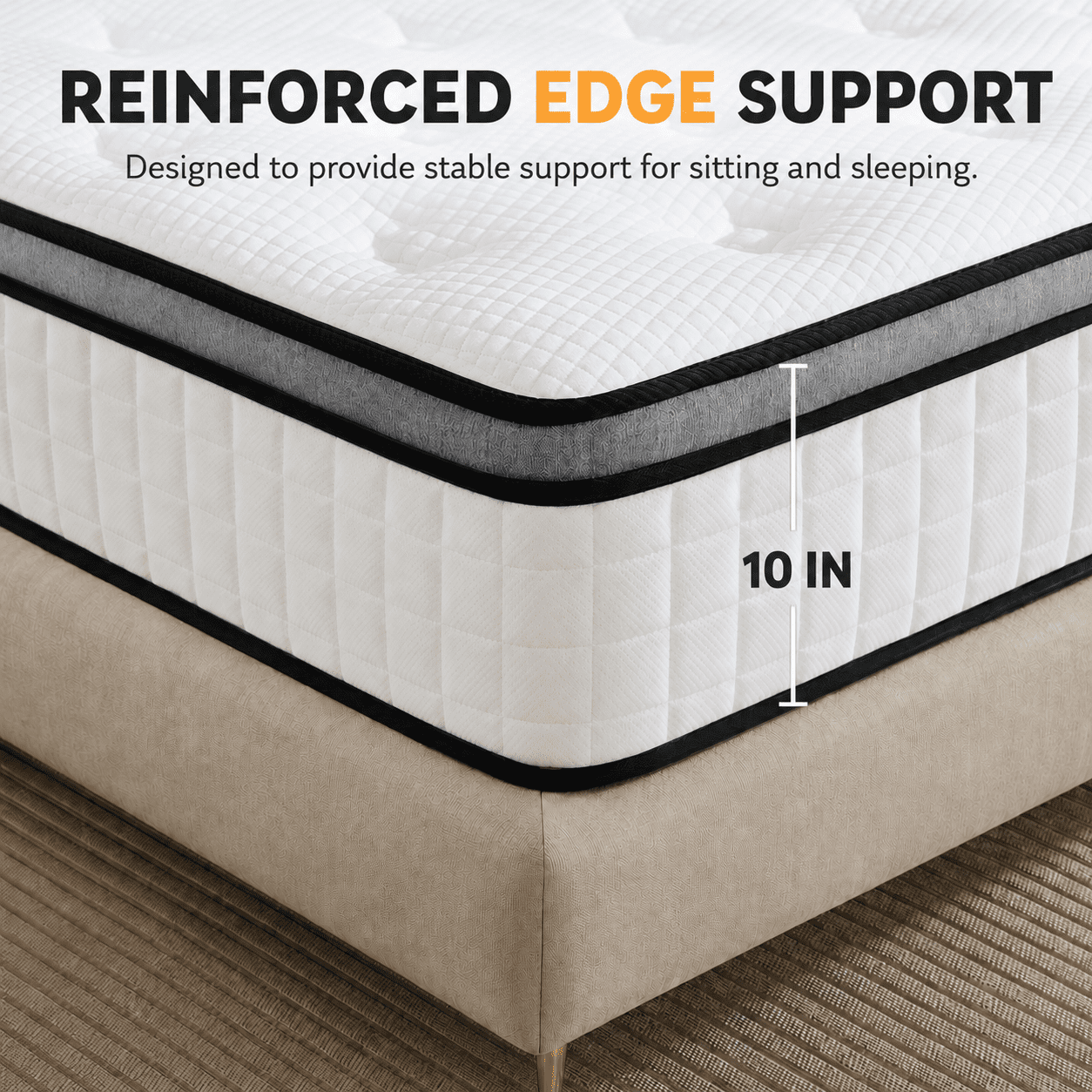10" Queen Mattress, Euro Top Foam & Pocket Spring Hybrid Mattress in a Box, Plush Comfort, Pressure Relief and Motion Isolation