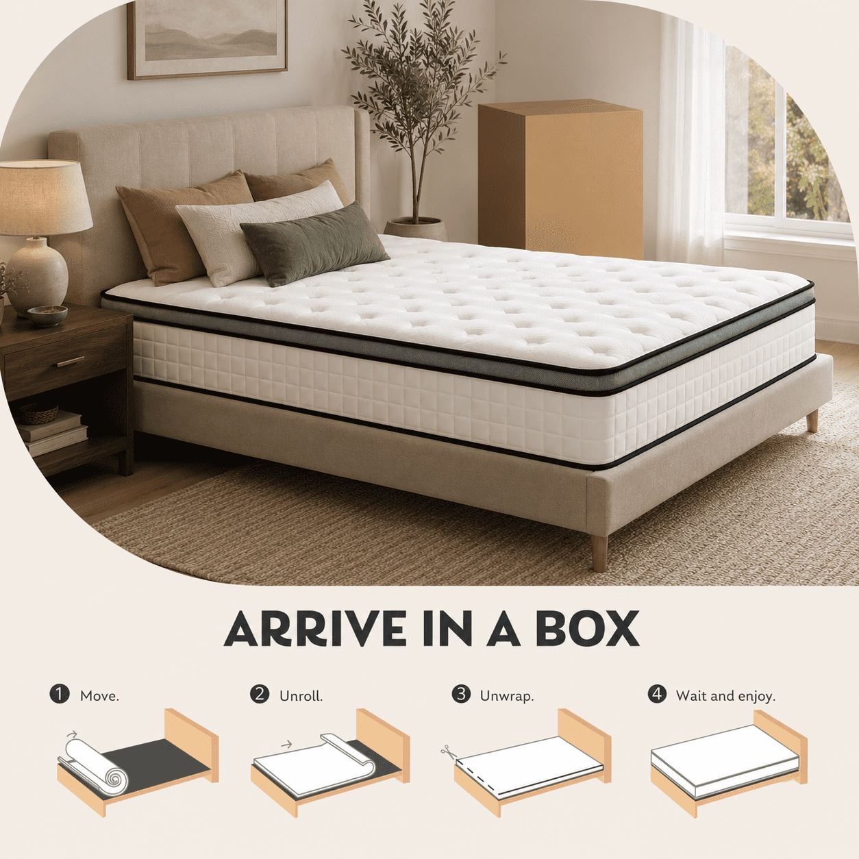 10" Queen Mattress, Euro Top Foam & Pocket Spring Hybrid Mattress in a Box, Plush Comfort, Pressure Relief and Motion Isolation