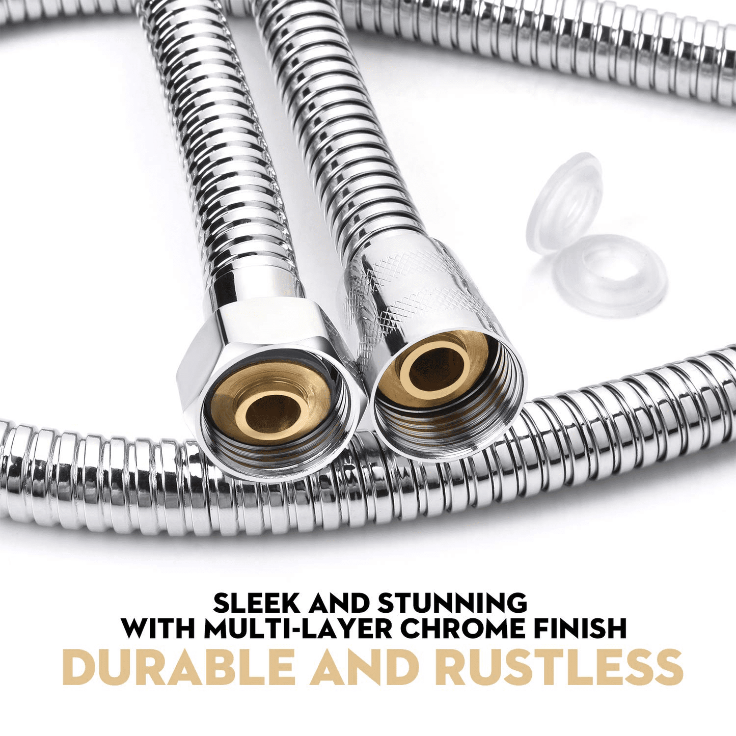 Sentryse Shower Hose Extra Long 118", Chrome Handheld Shower Head Hose with Brass Insert and Nut