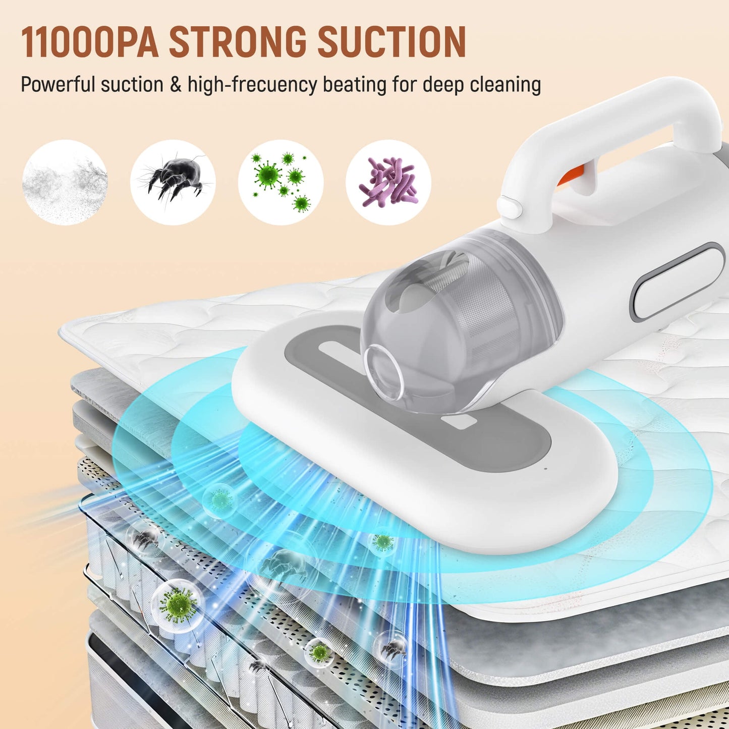 Sentryse 11Kpa Handheld Mattress Vacuum Cleaner, UV Light for Deep Cleaning Bed, Sofa, Couch, Pillow