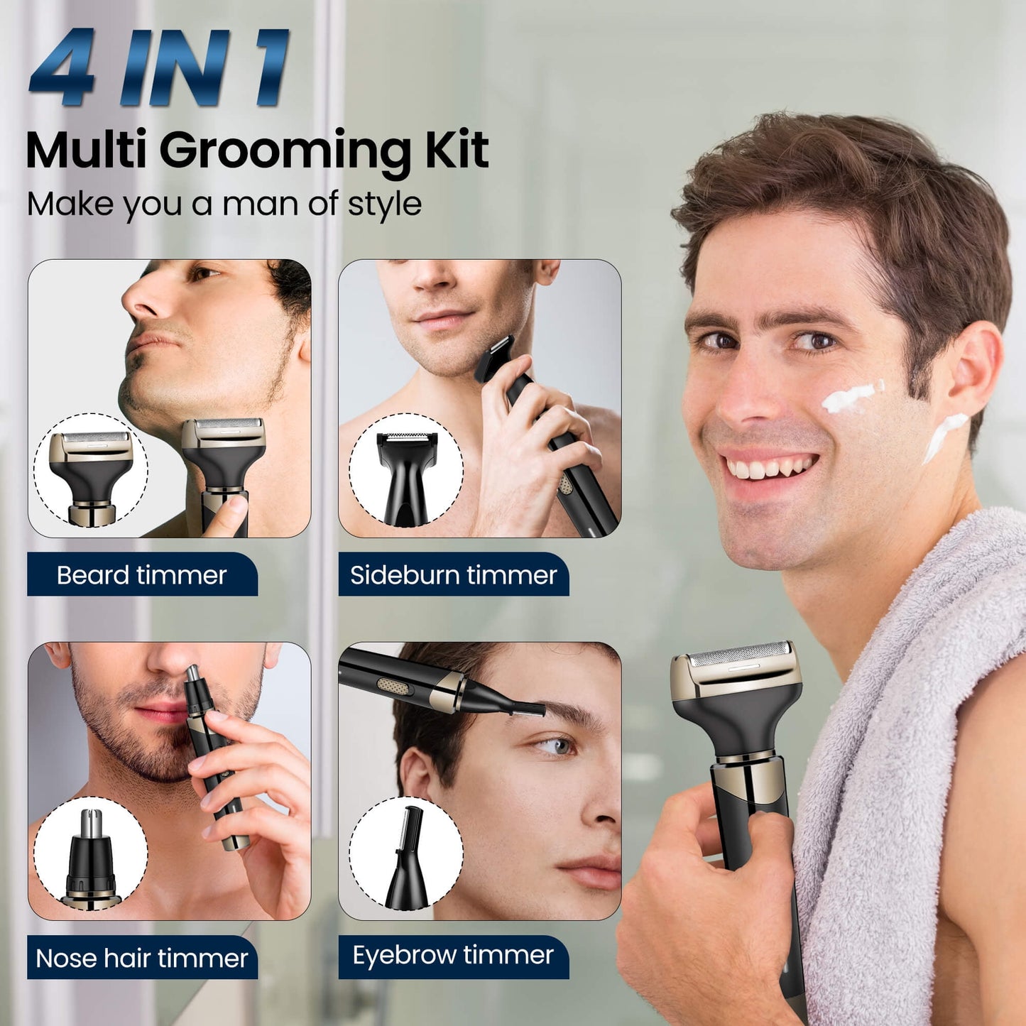 Sentryse Nose Hair Trimmer, 4 in 1 Electric Razor for Men, Cordless Waterproof Ear and Nose Hair Trimmer