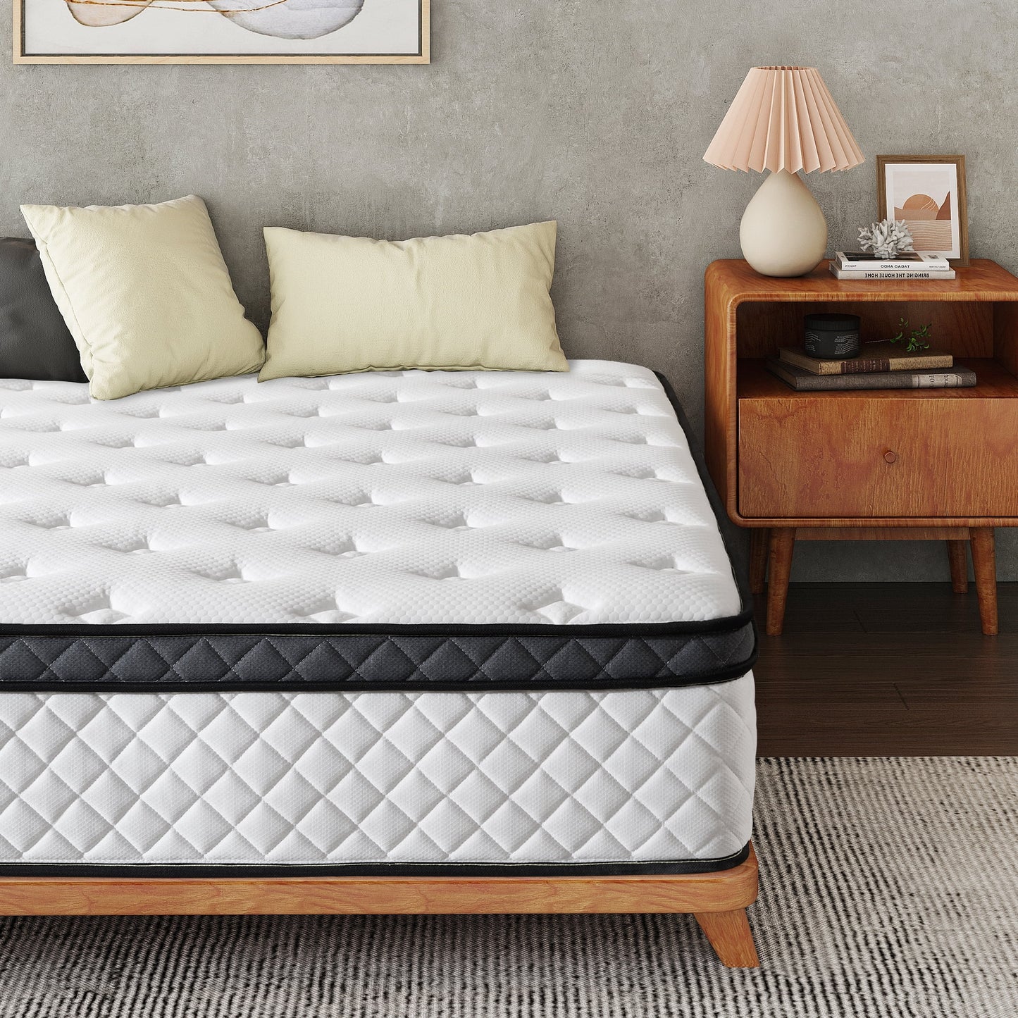10" Full Size Mattress Euro Top Medium Firm Feel Foam and Pocket Spring Hybrid Mattress, Pressure Relief, Mattress in a Box