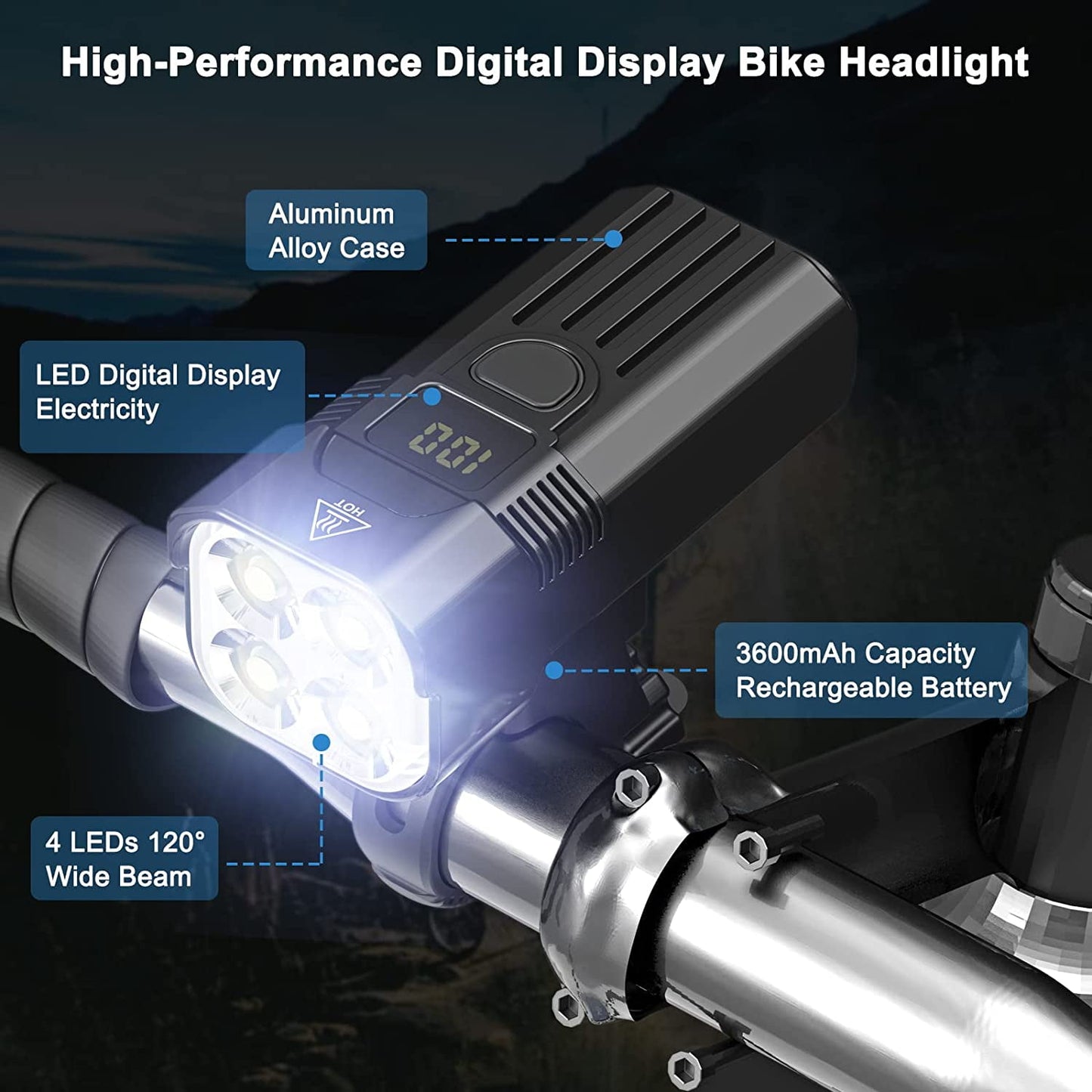 Tidymend Ultra Bright USB Rechargeable Bike Light Set, Powerful Bicycle Front Headlight and Back Taillight, Easy to Install for Road, Mountain, Night Riding