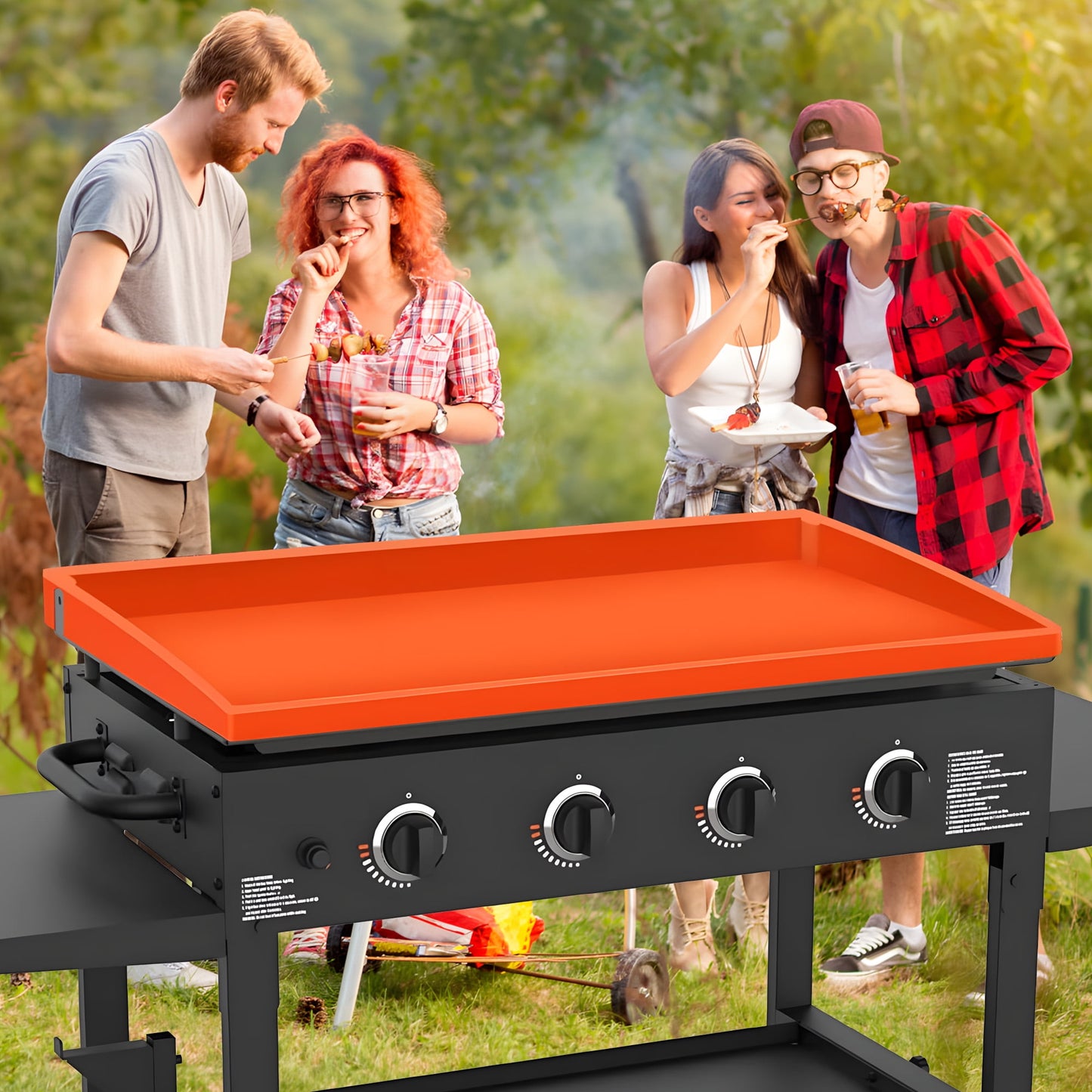 36" Full-Edge Protective Griddle Mat for Blackstone, Food-Grade Silicone Griddle Cover, Blackstone Griddle Accessories, Orange